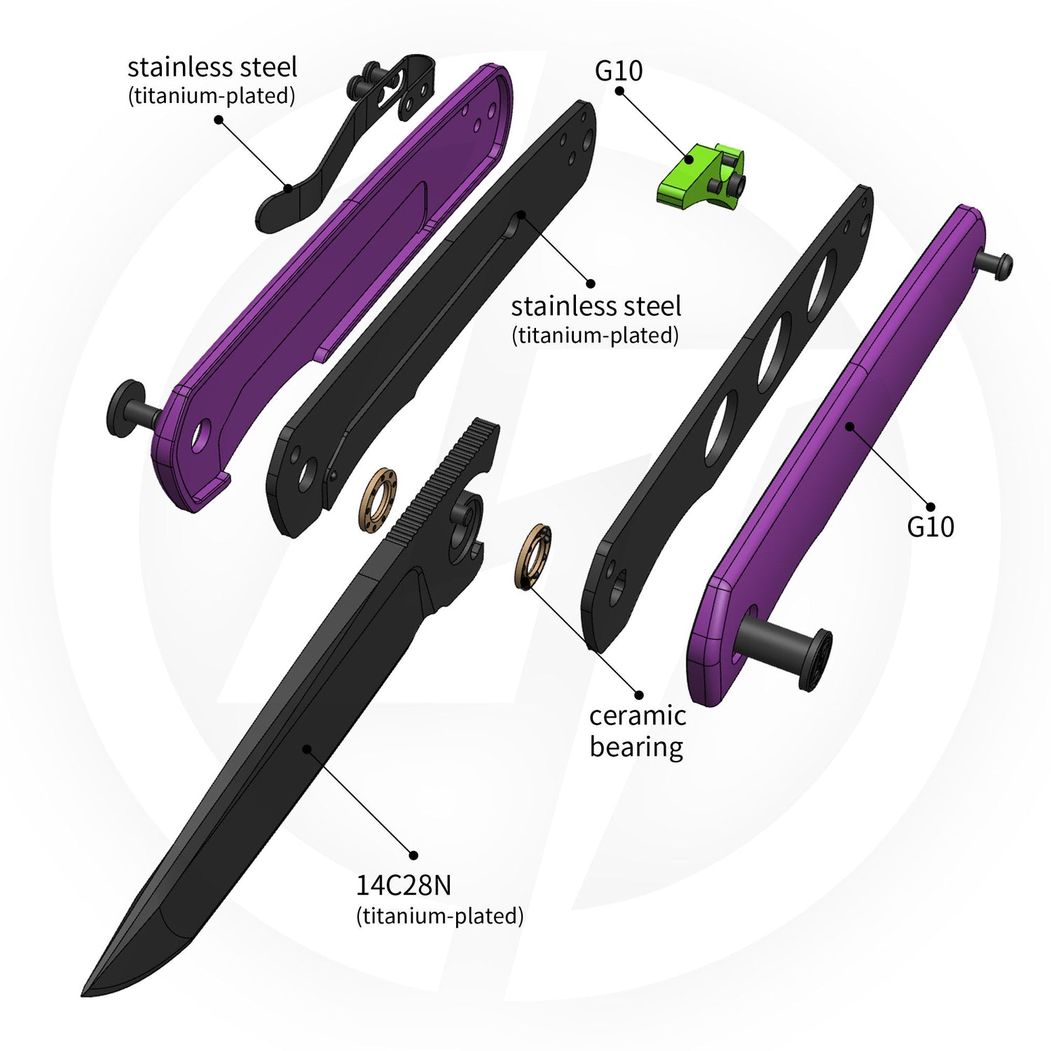 Stealth G047(3.07'' +14C28N +G10)Liner Lock-Front Flipper