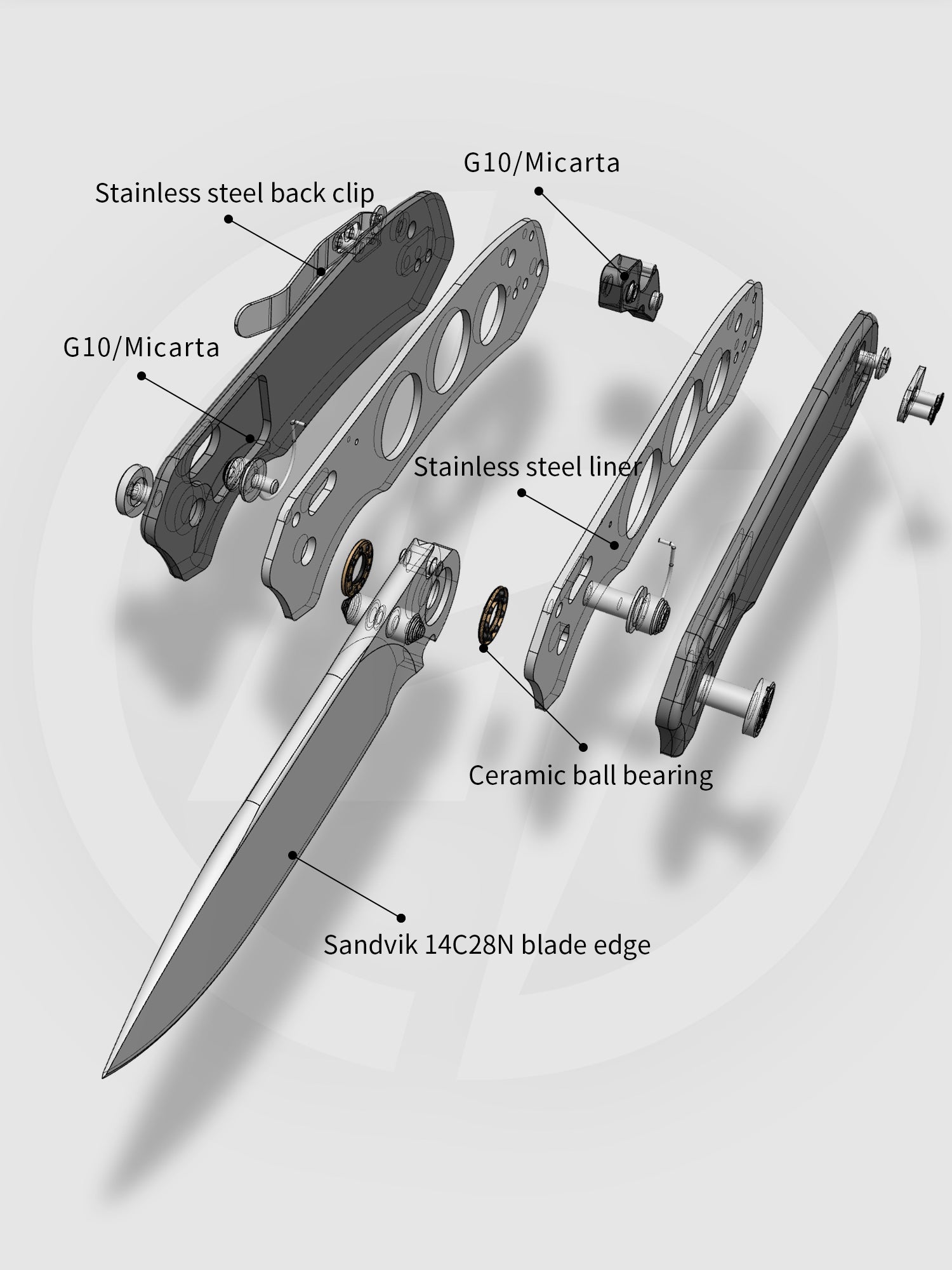 G031 Folding Camping Knife, Crossbar Lock Folding Pocket Knife, 3.3