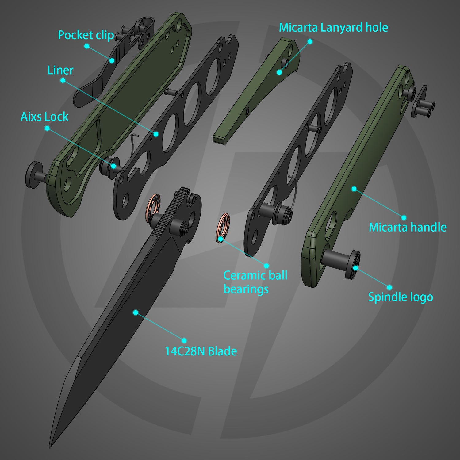 King Penguin G062 Folding Knife (3.35''+14C28N+Carbon fiber surface G10 Handle)-Crossbar Lock-Thumb Stud-Olitans