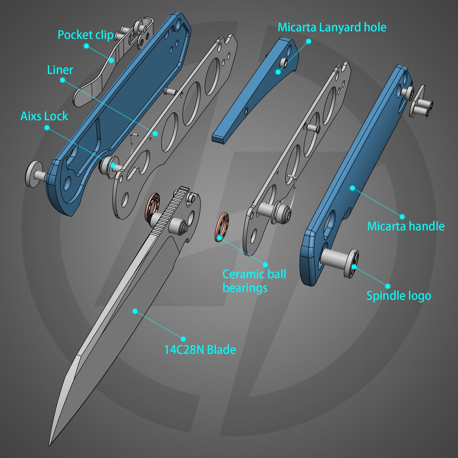 King Penguin G062 Folding Knife (3.35''+14C28N+Carbon fiber surface G10 Handle)-Crossbar Lock-Thumb Stud-Olitans