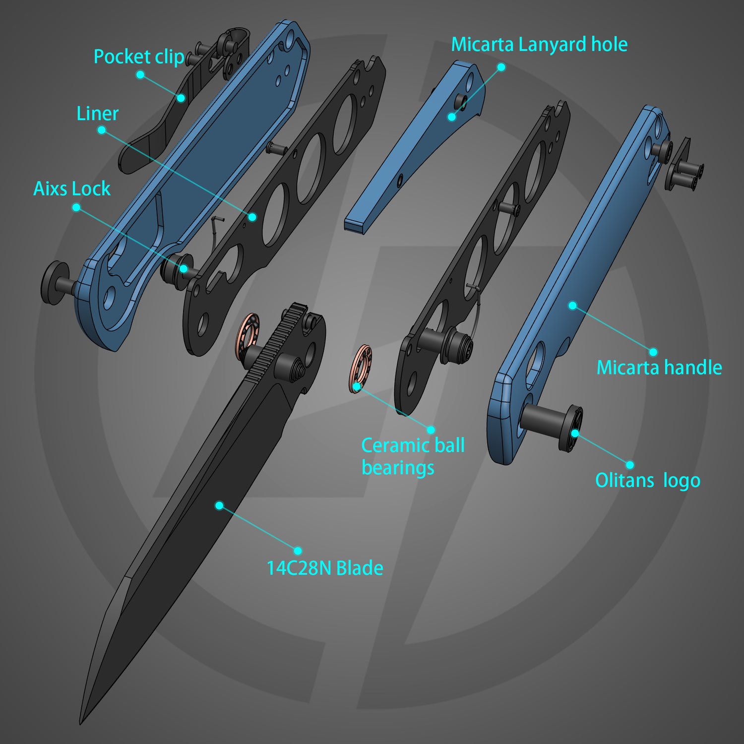 King Penguin G062 Folding Knife (3.35''+14C28N+Carbon fiber surface G10 Handle)-Crossbar Lock-Thumb Stud-Olitans