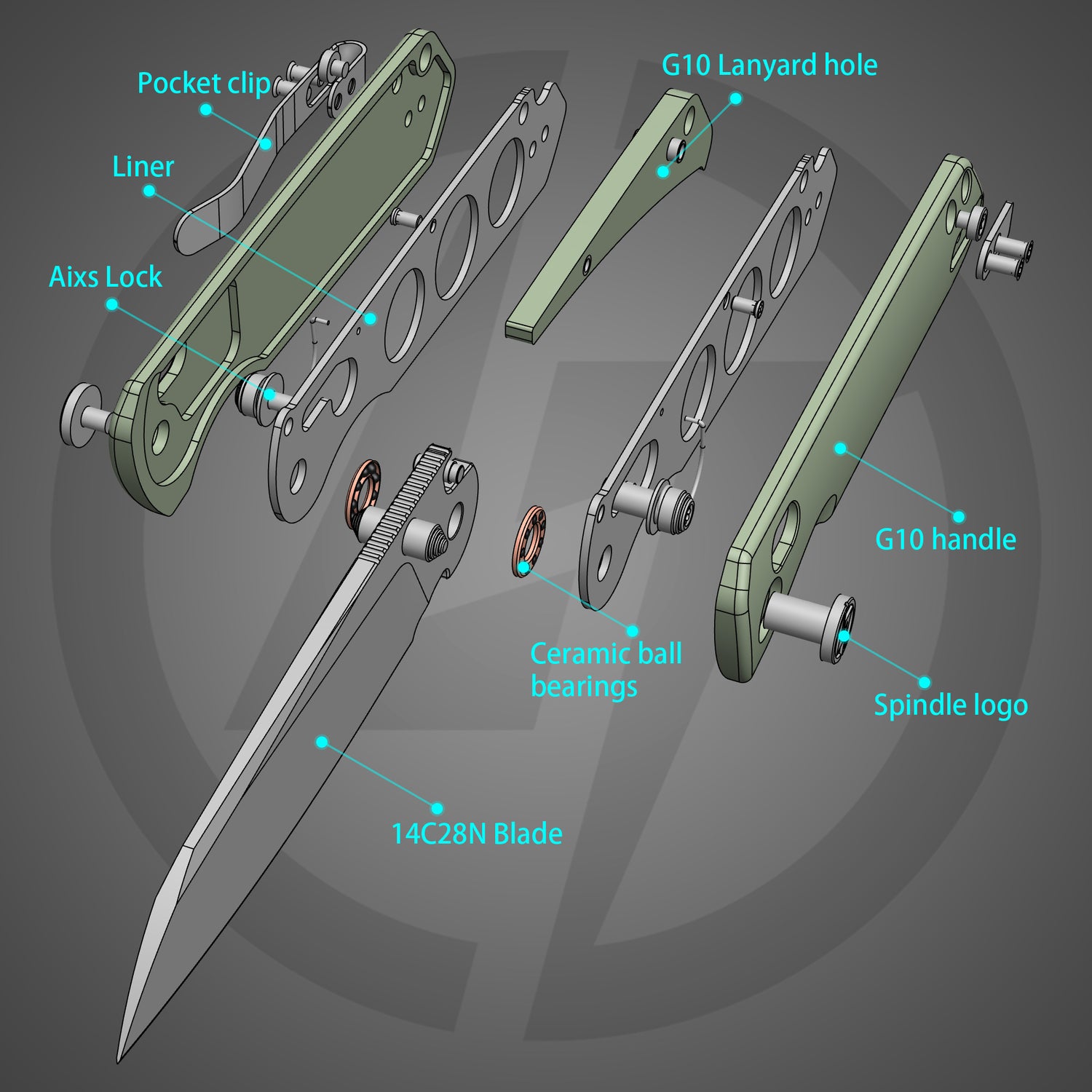 King Penguin G062 Folding Knife (3.35''+14C28N+Carbon fiber surface G10 Handle)-Crossbar Lock-Thumb Stud-Olitans