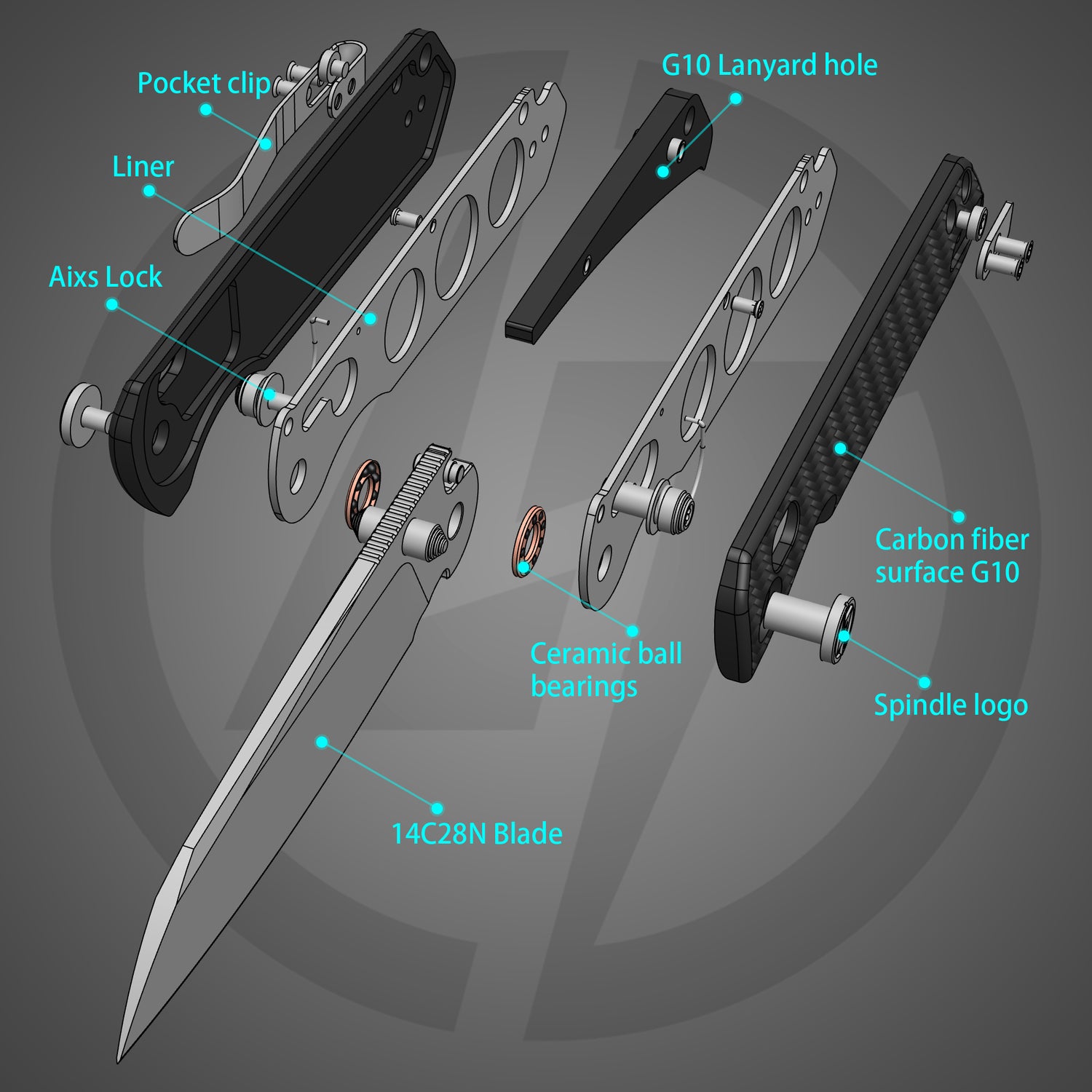 King Penguin G062 Folding Knife (3.35''+14C28N+Carbon fiber surface G10 Handle)-Crossbar Lock-Thumb Stud-Olitans