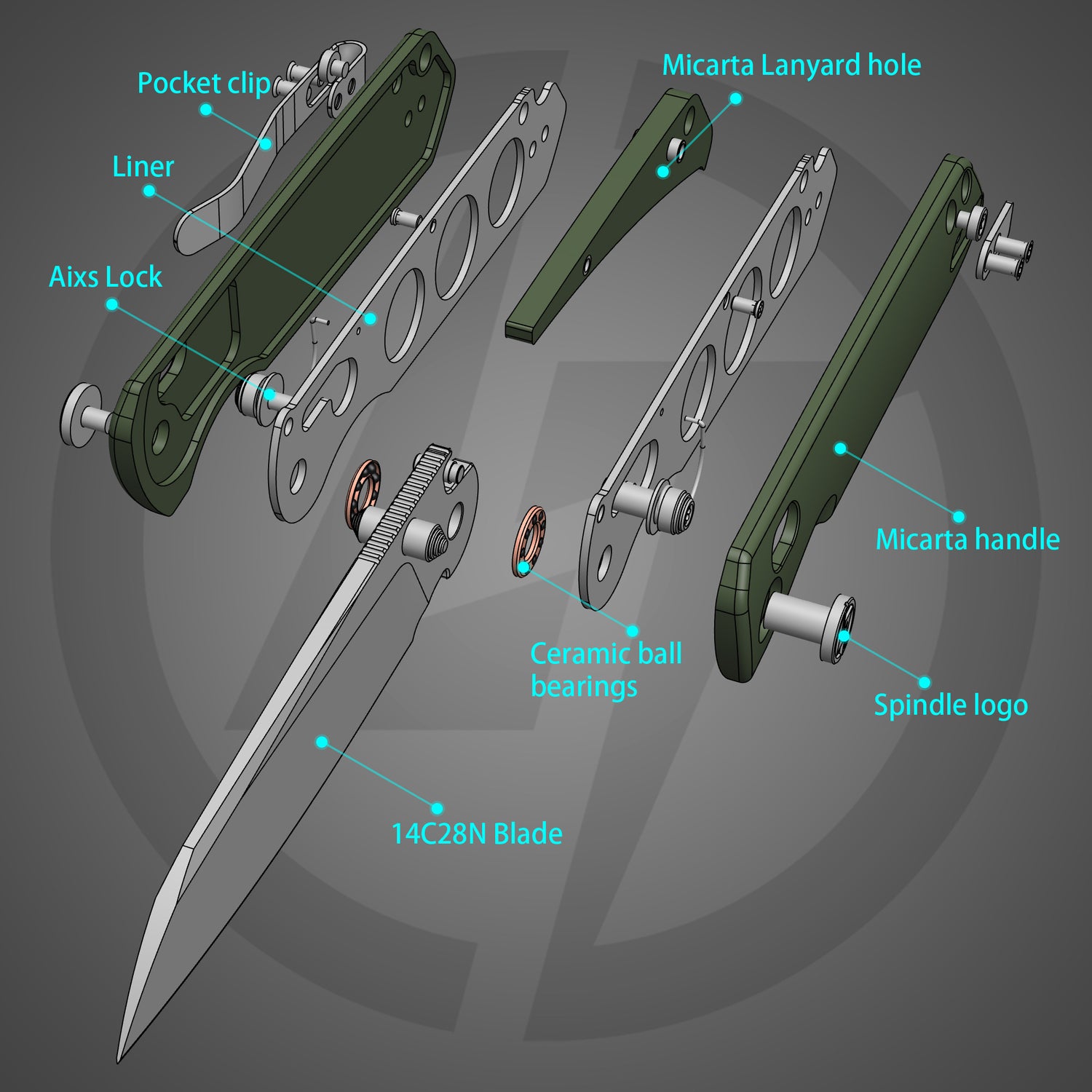 King Penguin G062 Folding Knife (3.35''+14C28N+Carbon fiber surface G10 Handle)-Crossbar Lock-Thumb Stud-Olitans