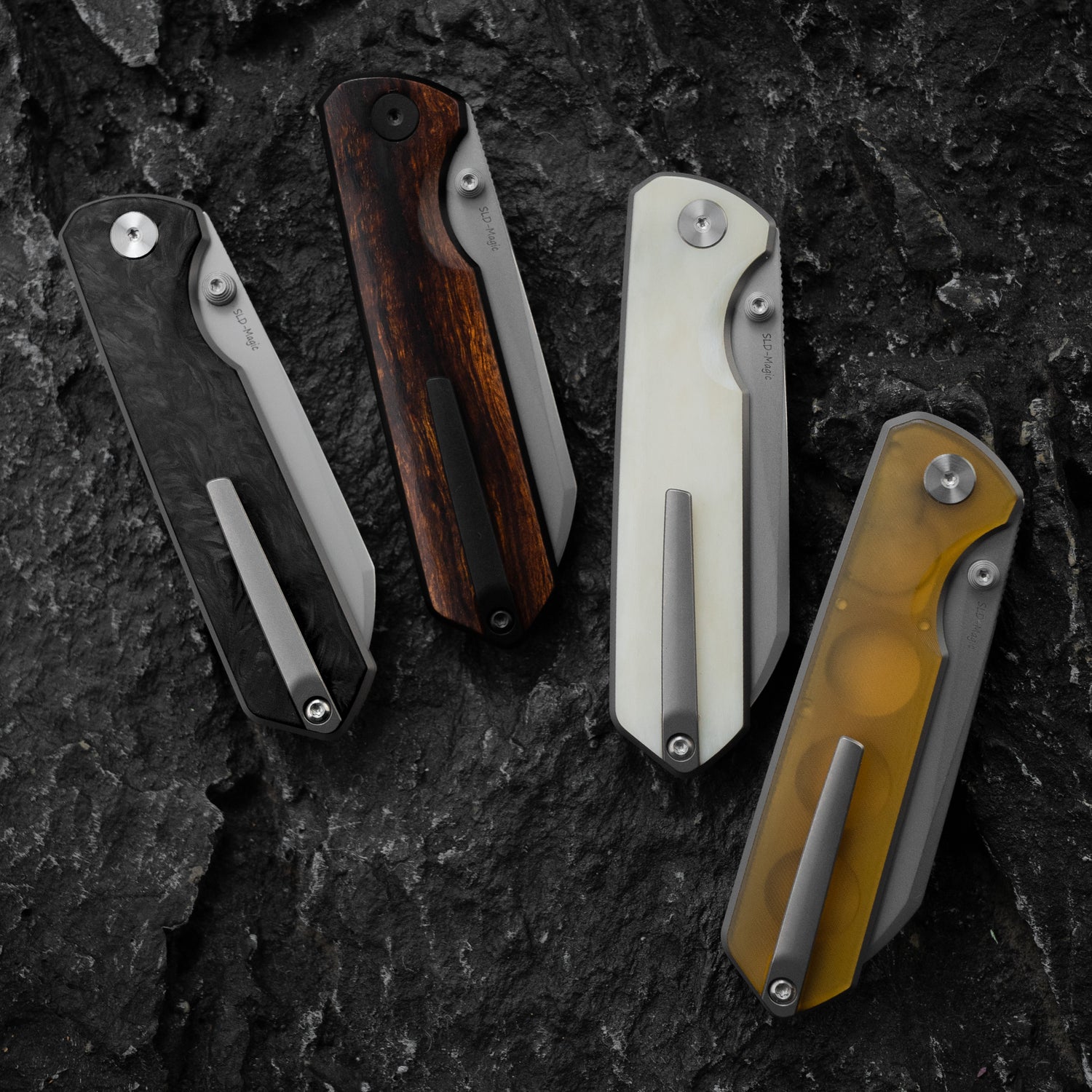 Imperial Penguin Folding Knife(3.35''+SLD Magic+Carbon fibre)-crossbar lock-thumb stud-M060