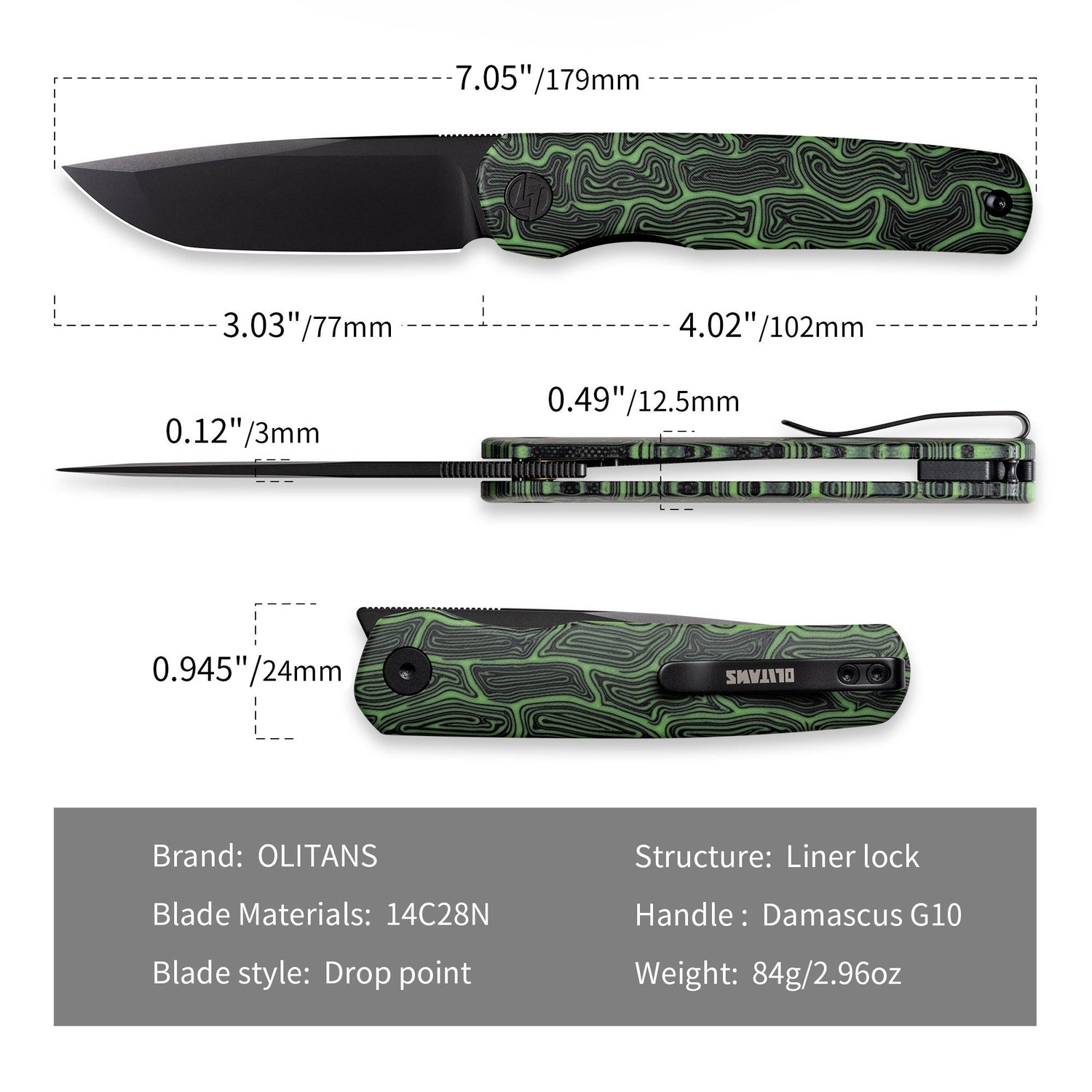 Stealth G047(3.07'' +14C28N +G10)Liner Lock-Front Flipper