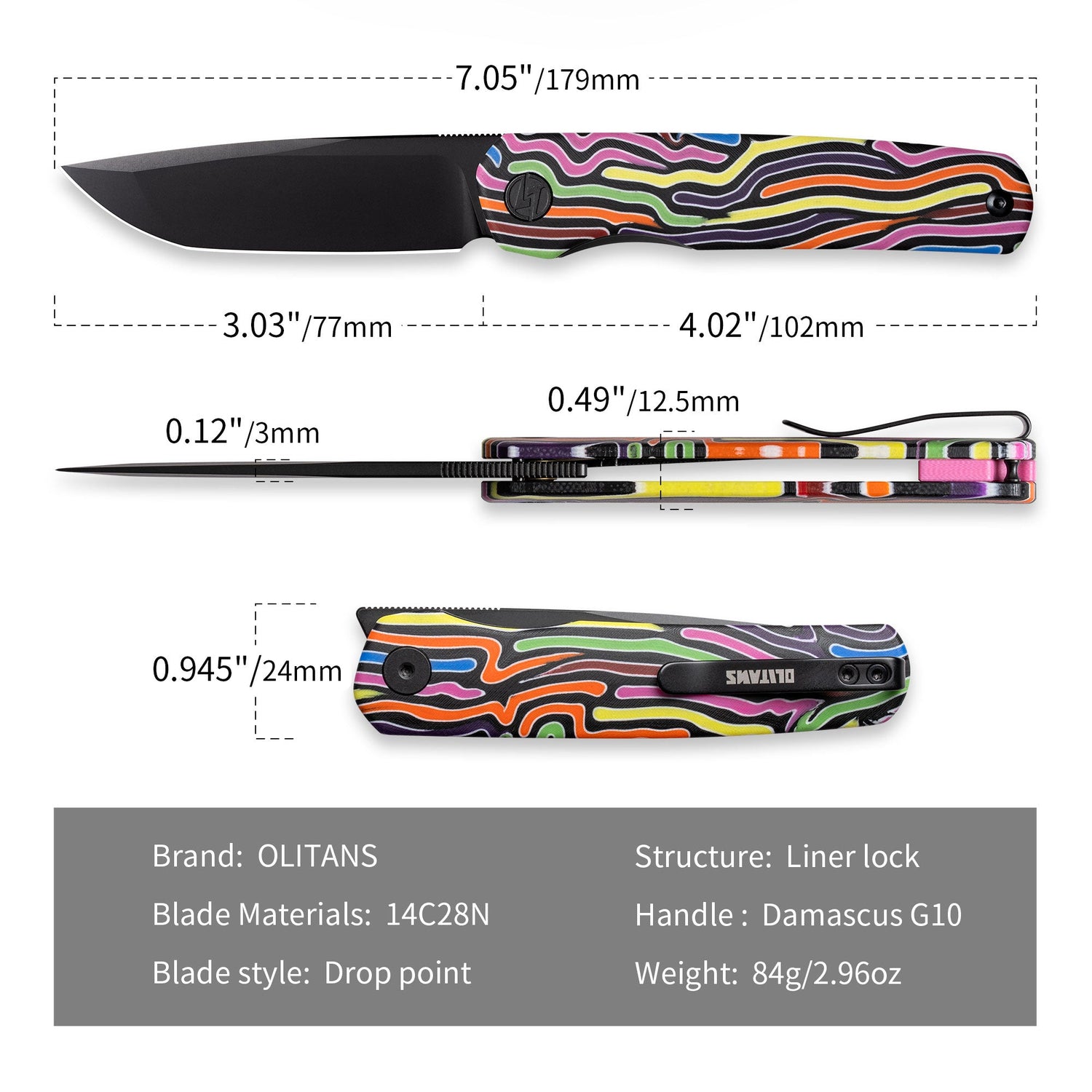 Stealth G047(3.07'' +14C28N +G10)Liner Lock-Front Flipper