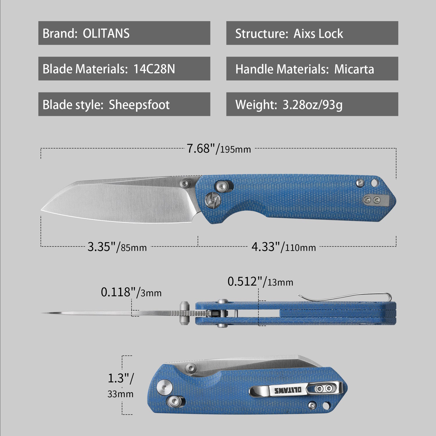 King Penguin G062 Folding Knife (3.35''+14C28N+Carbon fiber surface G10 Handle)-Crossbar Lock-Thumb Stud-Olitans