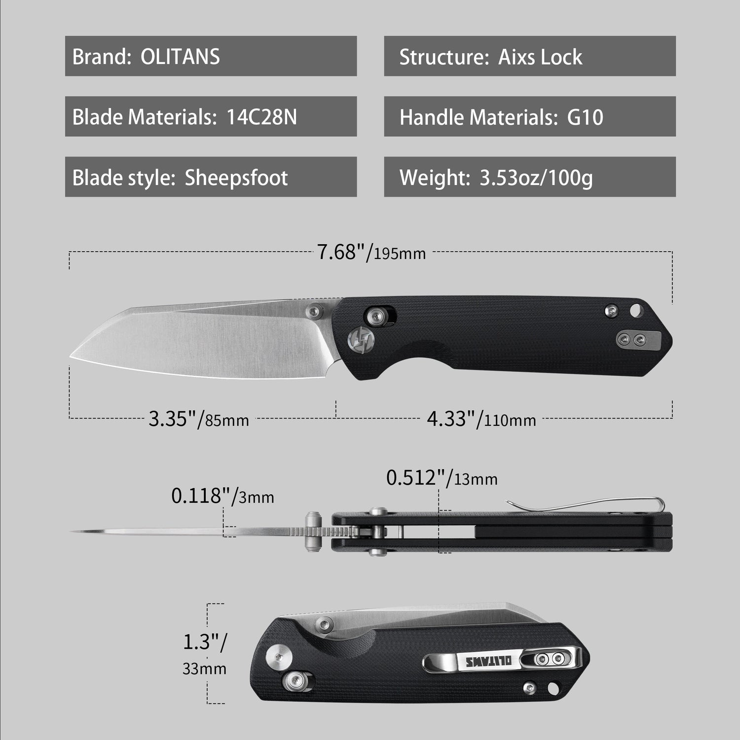 King Penguin G062 Folding Knife (3.35''+14C28N+Carbon fiber surface G10 Handle)-Crossbar Lock-Thumb Stud-Olitans