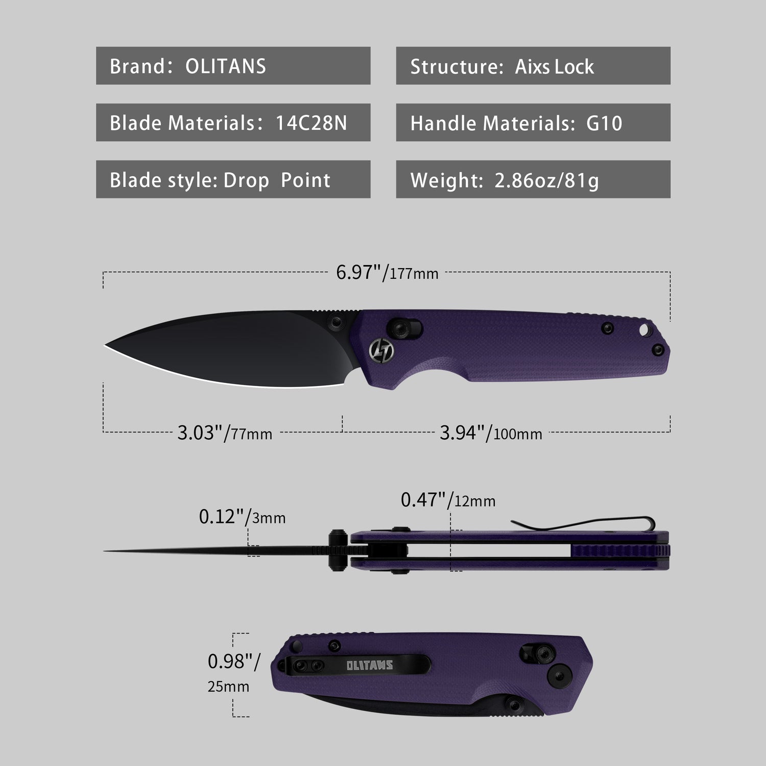 Youth Bird Pocket Knife(3''+14C28N+G10)-Crossbar Lock-Thumb stud-G053