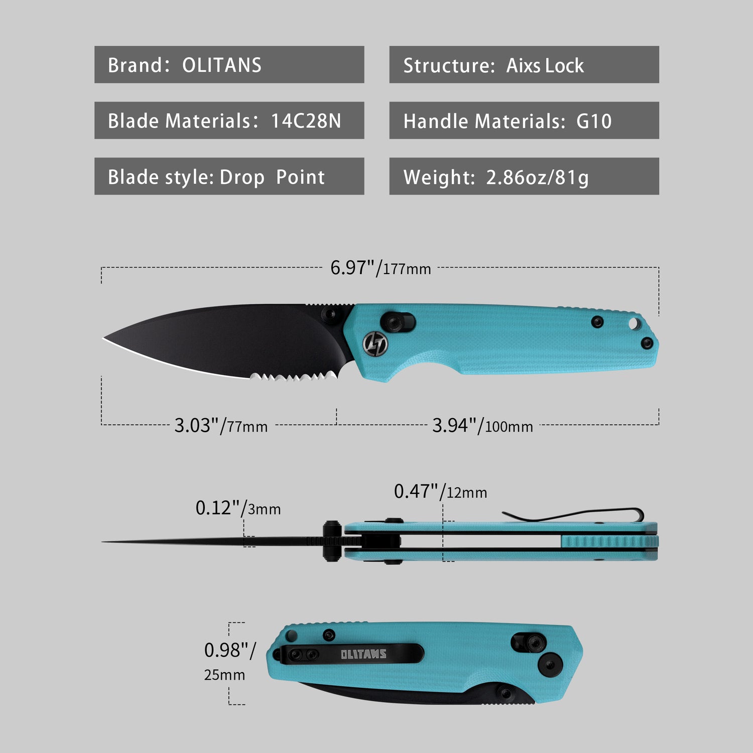Youth Bird Serrated Pocket Knife (3''+14C28N+G10)-Crossbar Lock-Thumb stud-G053