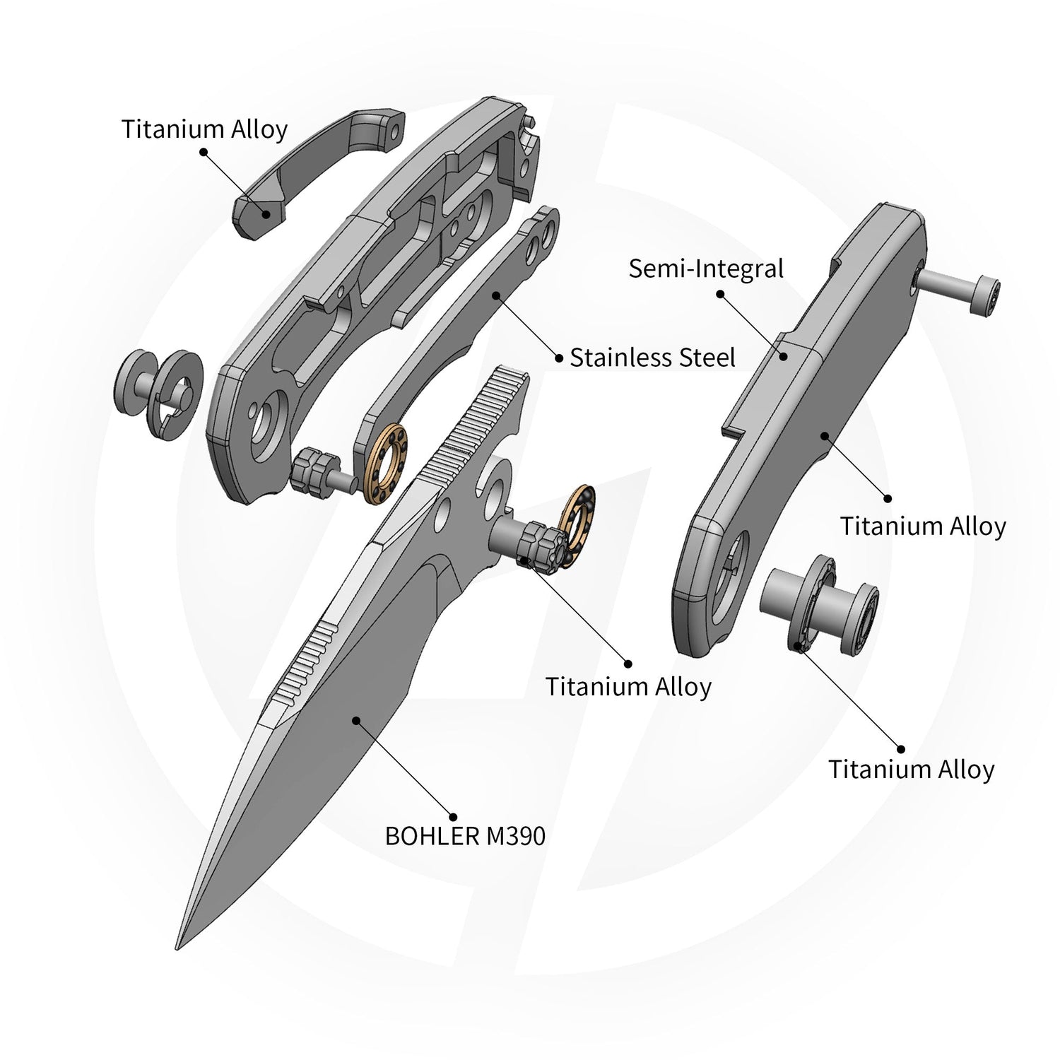 Mini Ti-Mastiff T074( 2.36'' + Bohler M390 +Titanium )Folding Knife