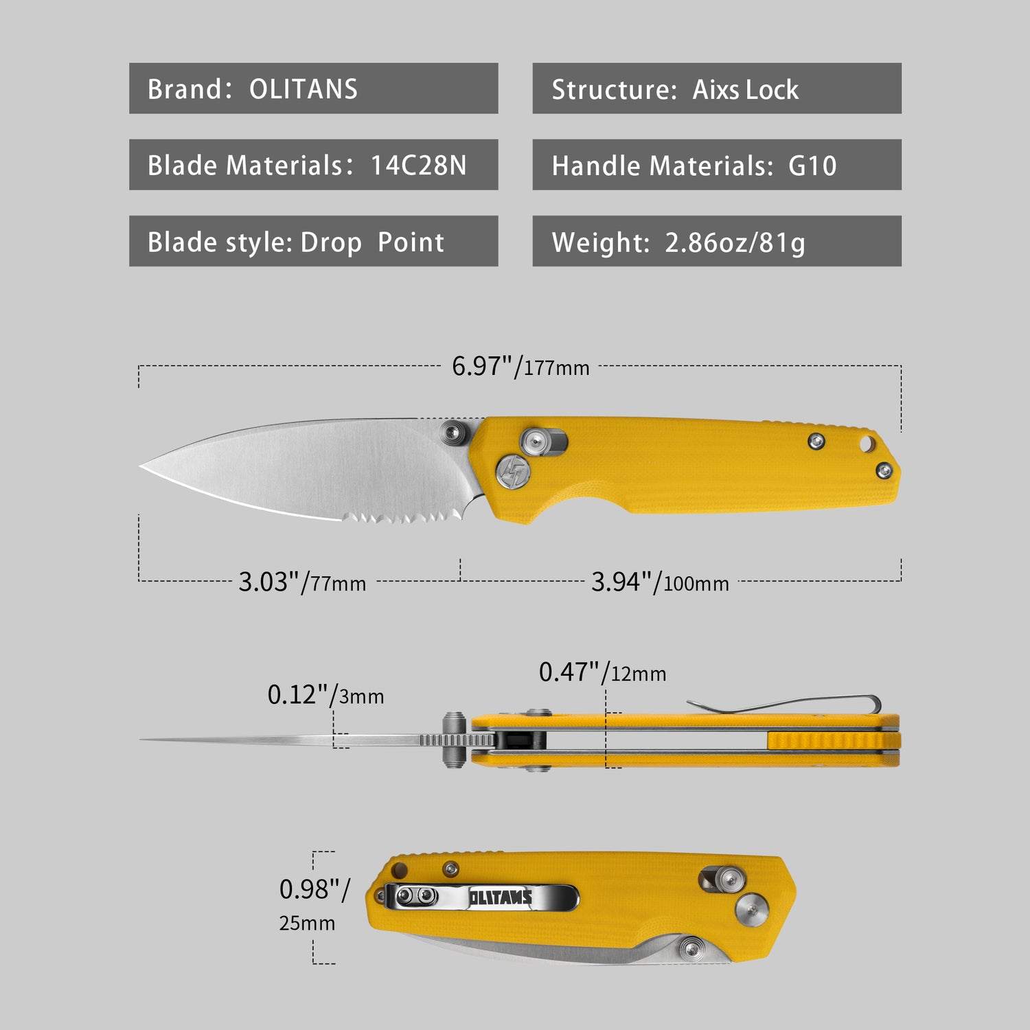 Youth Bird Serrated Pocket Knife (3''+14C28N+G10)-Crossbar Lock-Thumb stud-G053