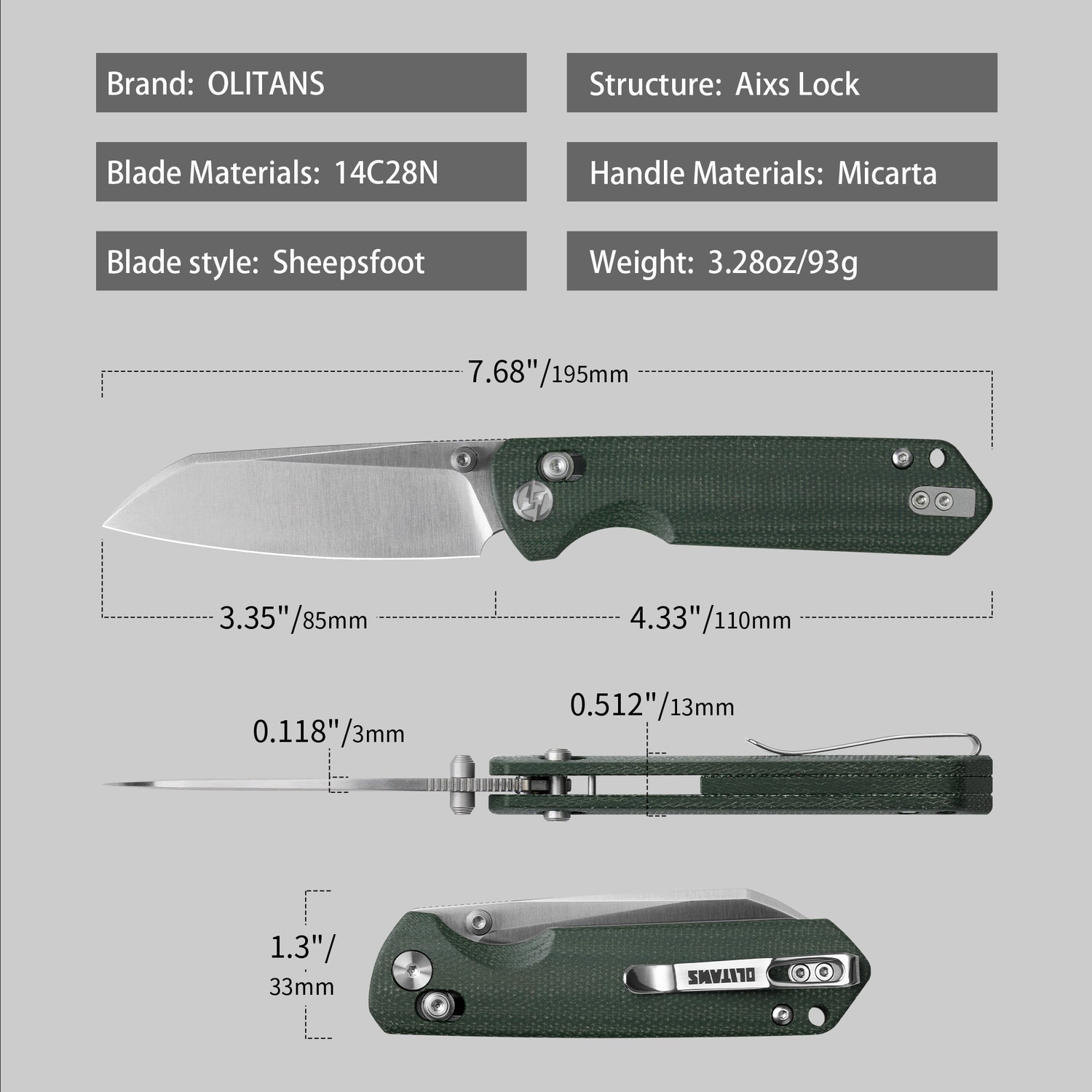 King Penguin G062 Folding Knife (3.35''+14C28N+Carbon fiber surface G10 Handle)-Crossbar Lock-Thumb Stud-Olitans