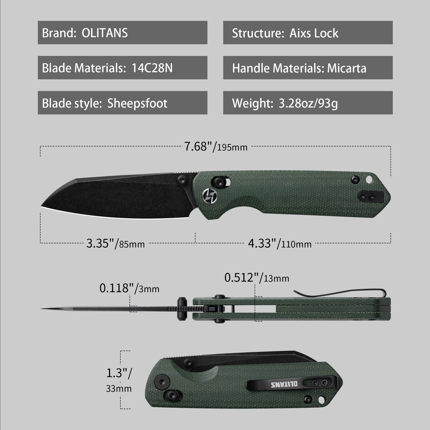 King Penguin G062 Folding Knife (3.35''+14C28N+Carbon fiber surface G10 Handle)-Crossbar Lock-Thumb Stud-Olitans
