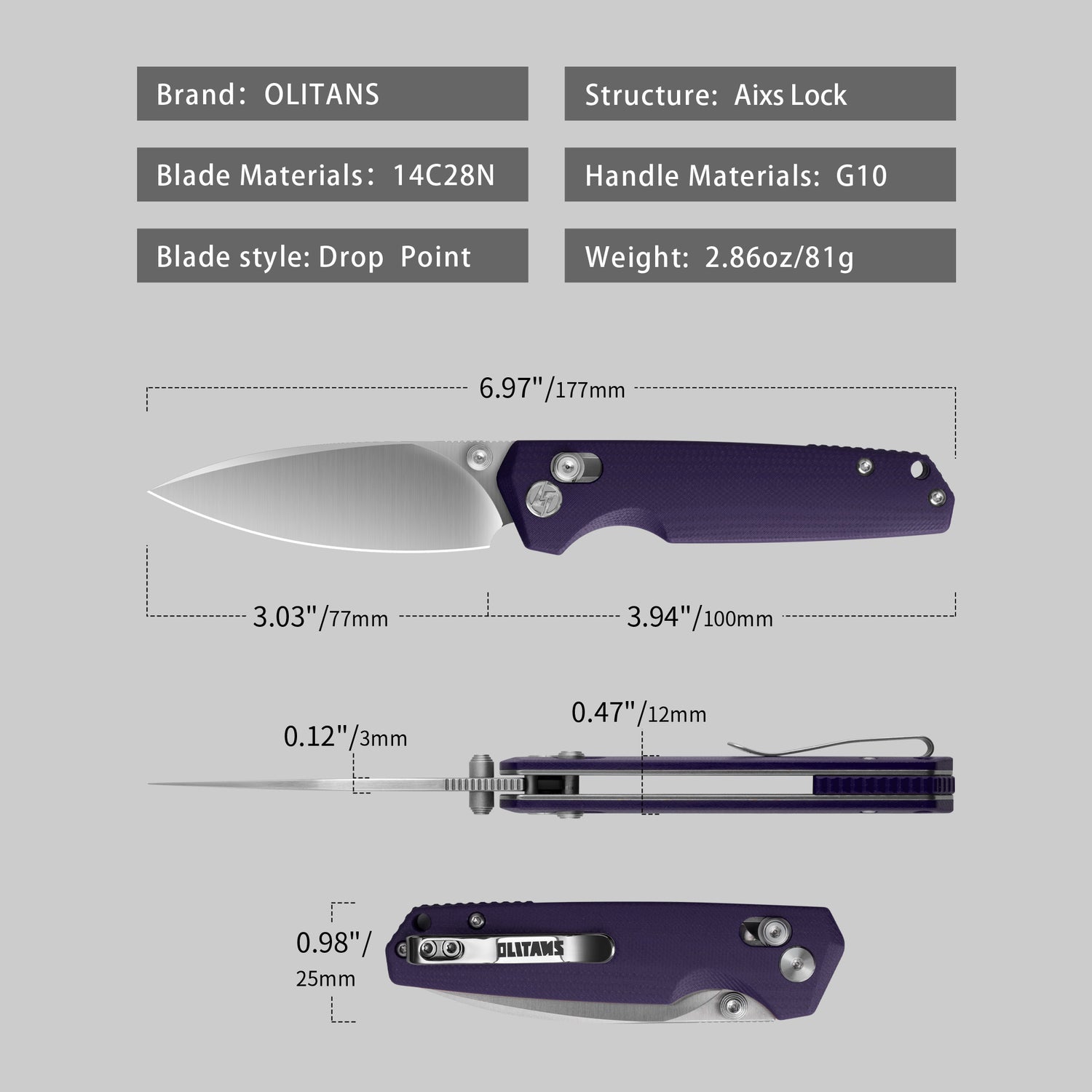 Youth Bird Pocket Knife(3''+14C28N+G10)-Crossbar Lock-Thumb stud-G053