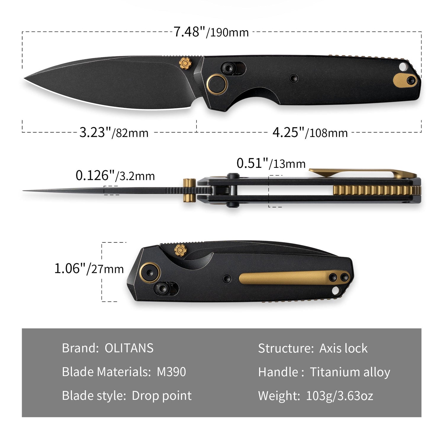 Ti-Aero T075 Folding Knife –(3.23