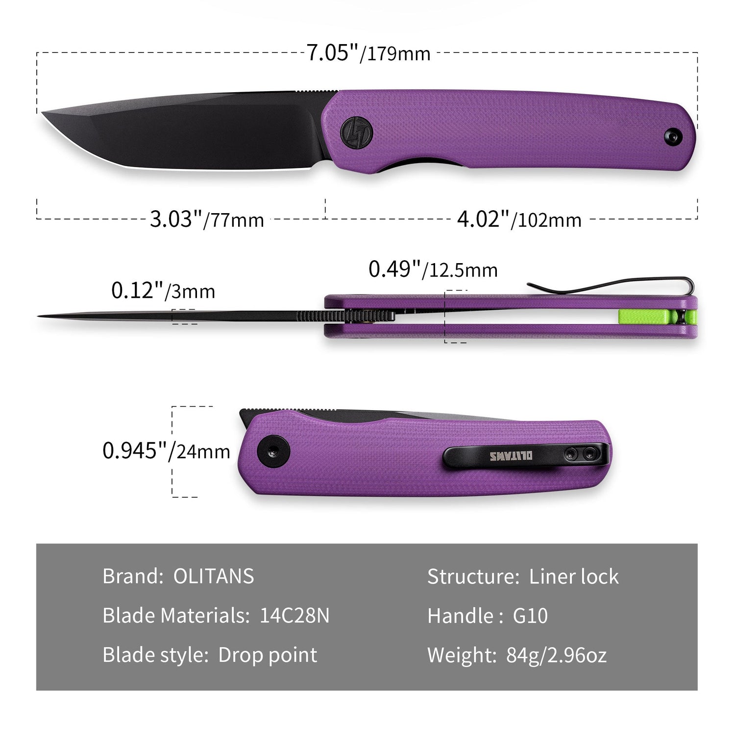 Stealth G047(3.07'' +14C28N +G10)Liner Lock-Front Flipper
