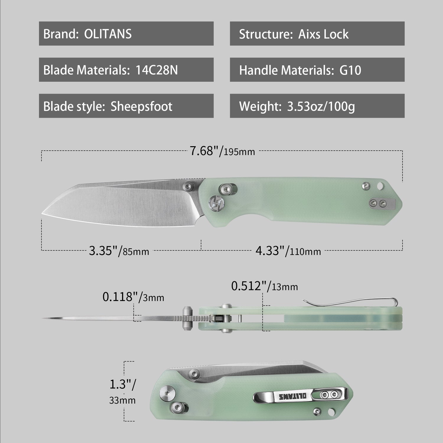 King Penguin G062 Folding Knife (3.35''+14C28N+Carbon fiber surface G10 Handle)-Crossbar Lock-Thumb Stud-Olitans