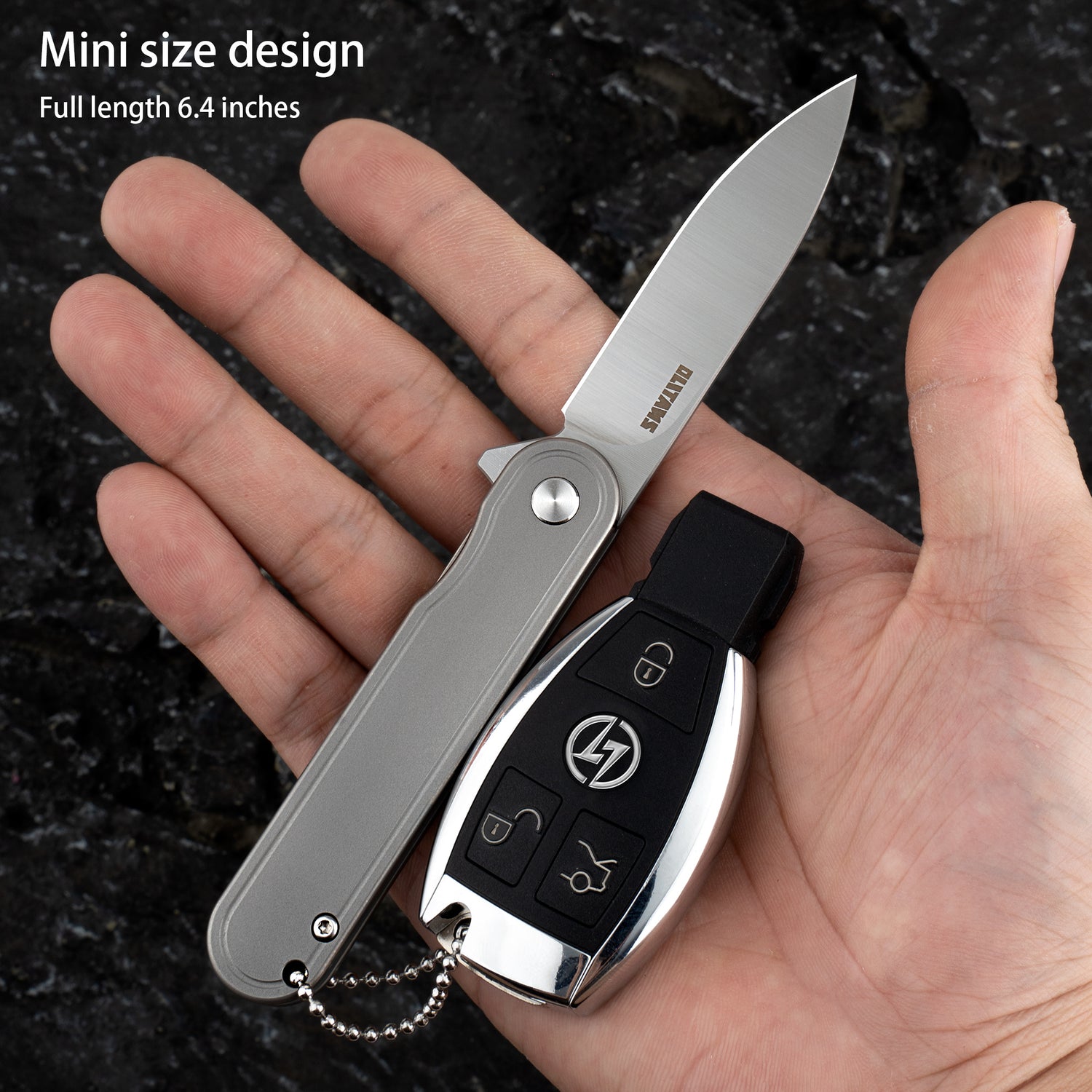 Rocket Pocket Knife(2.76'' D2 Blade+Titanium)Secure Frame Lock-Flipper-T025