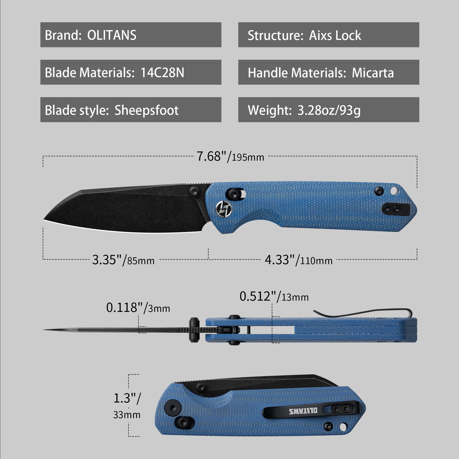 King Penguin G062 Folding Knife (3.35''+14C28N+Carbon fiber surface G10 Handle)-Crossbar Lock-Thumb Stud-Olitans