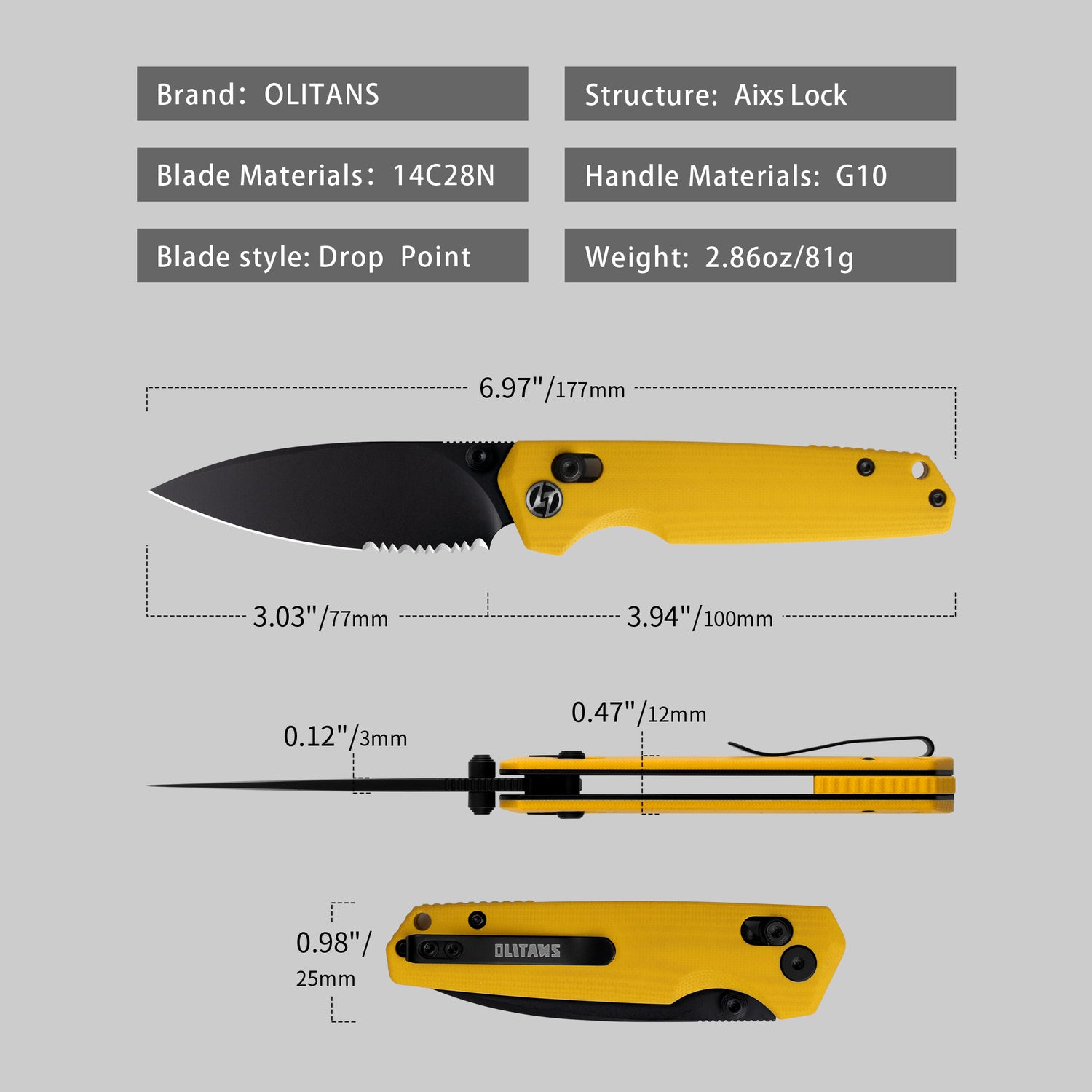 Youth Bird Serrated Pocket Knife (3''+14C28N+G10)-Crossbar Lock-Thumb stud-G053