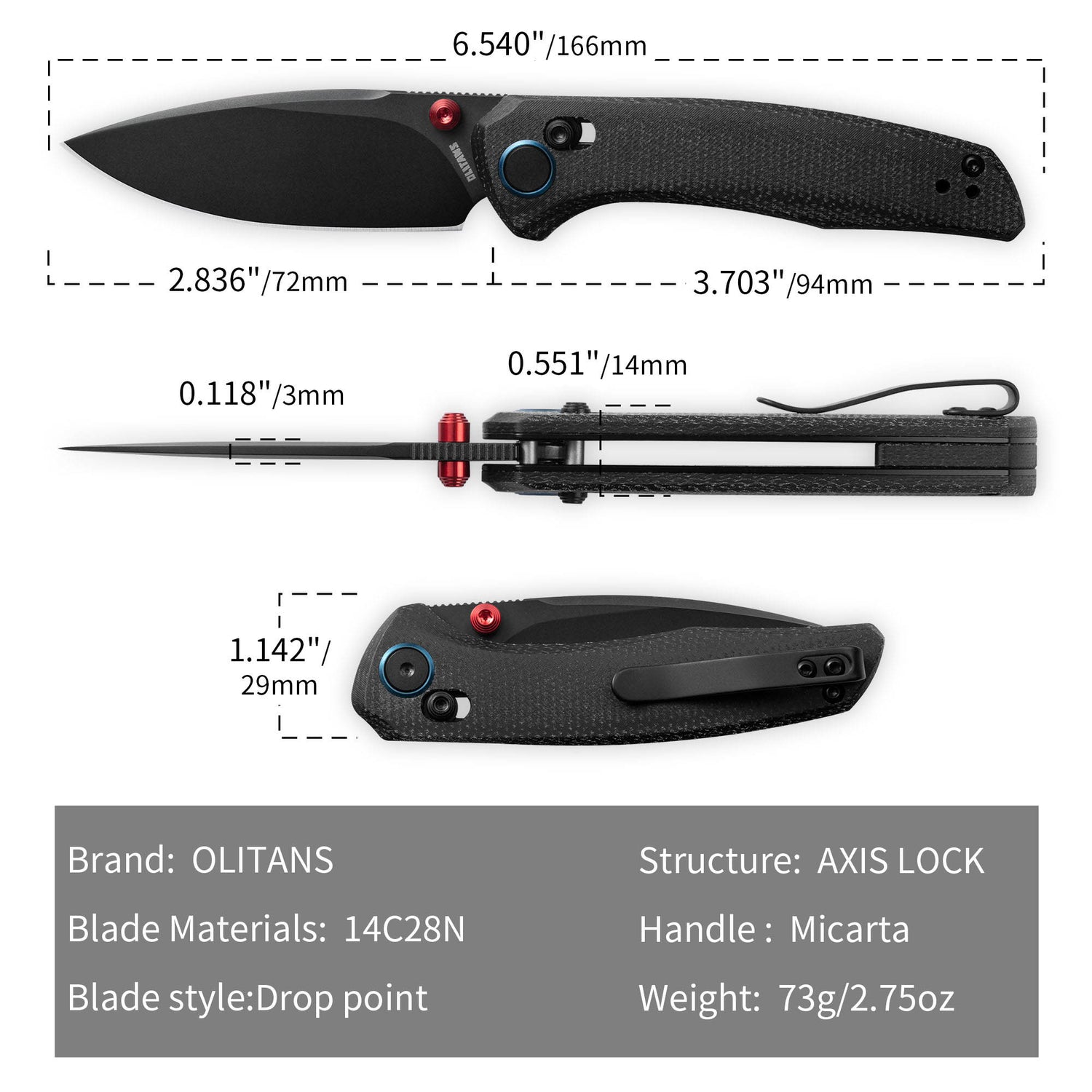 AVIS G079(2.83''+14C28N+Micarta)Crossbar Lock