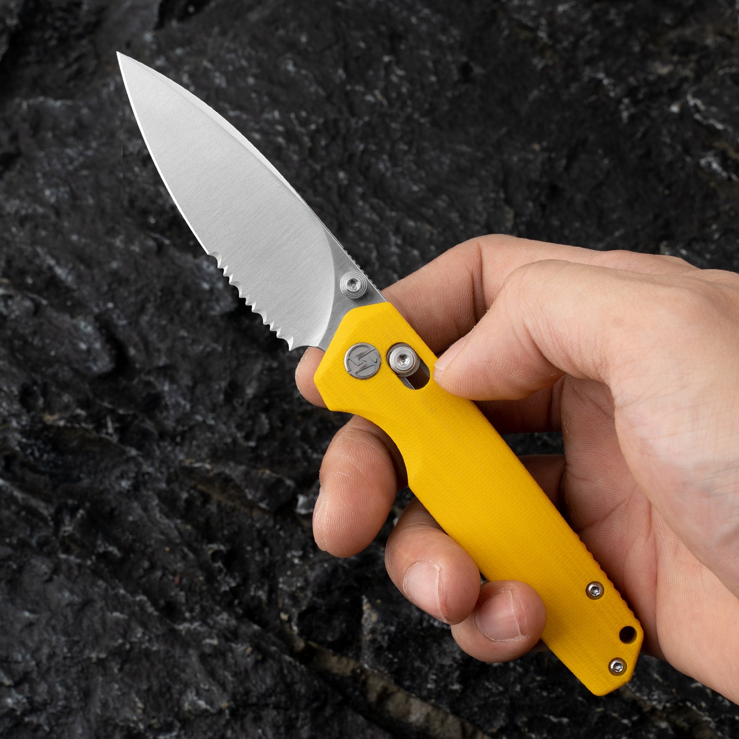 Youth Bird Serrated Pocket Knife (3''+14C28N+G10)-Crossbar Lock-Thumb stud-G053