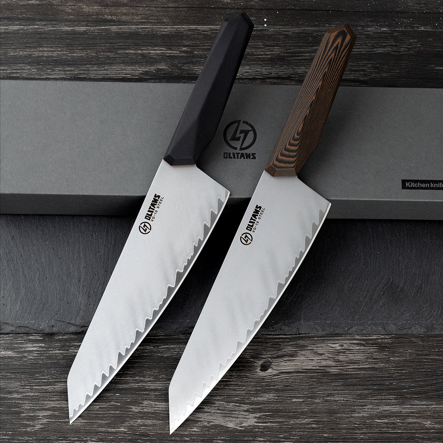 Chef's Knife, 8 in Professional Chef Kinfe VG-10, Ultra Sharp Kitchen Knife, G10 Handle (Black)