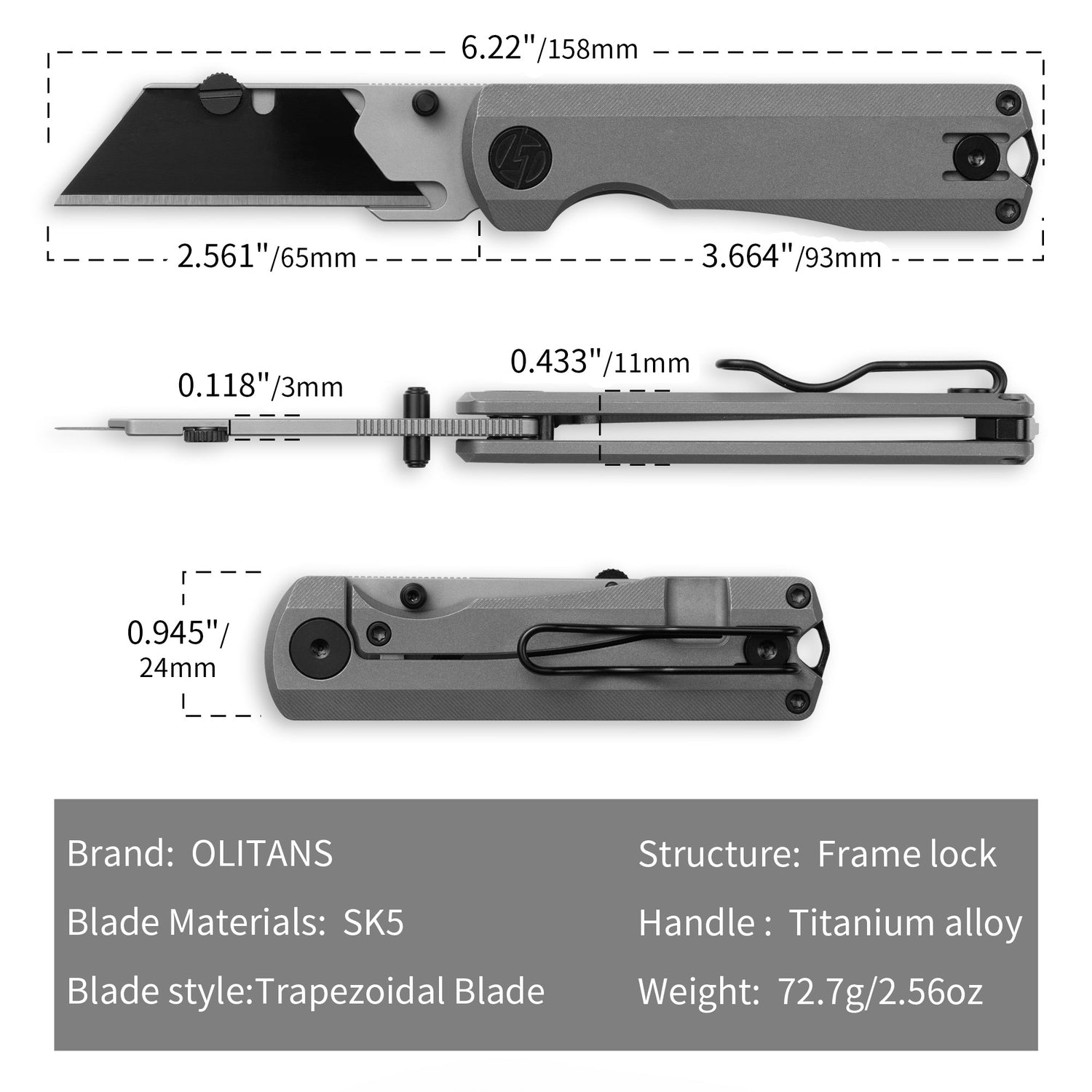 Ti NOVA T078 Utility Knife (2.68
