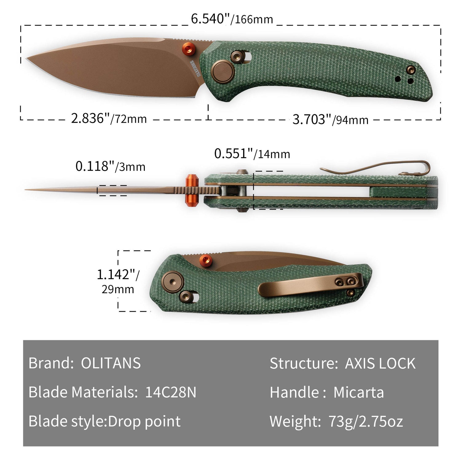 AVIS G079(2.83''+14C28N+Micarta)Crossbar Lock