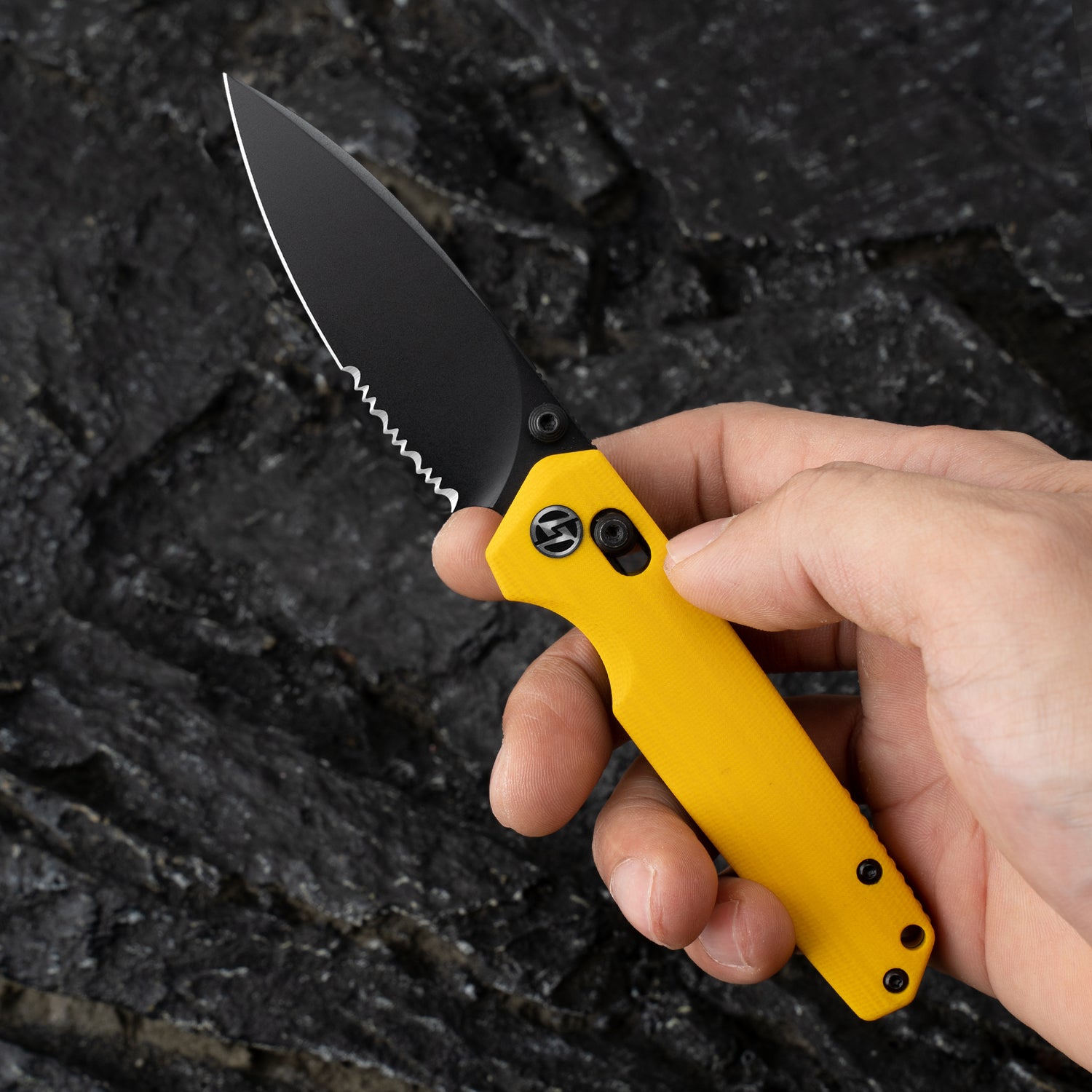 Youth Bird Serrated Pocket Knife (3''+14C28N+G10)-Crossbar Lock-Thumb stud-G053