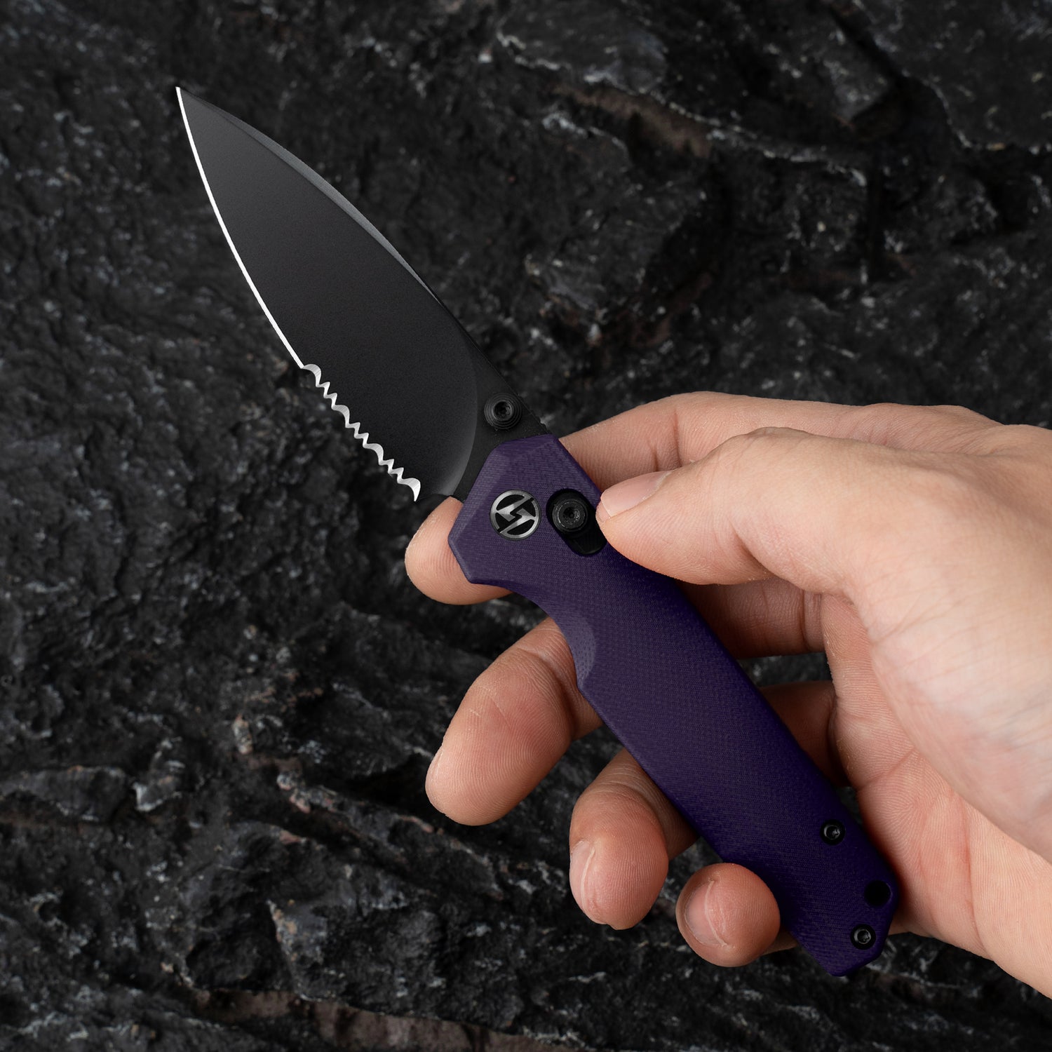 Youth Bird Serrated Pocket Knife (3''+14C28N+G10)-Crossbar Lock-Thumb stud-G053