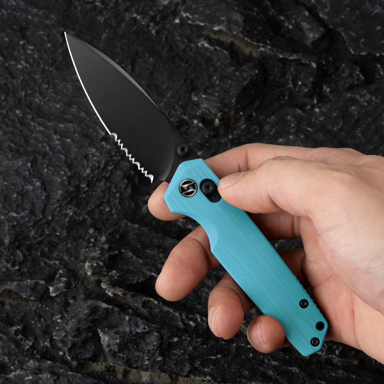 Youth Bird Serrated Pocket Knife (3''+14C28N+G10)-Crossbar Lock-Thumb stud-G053