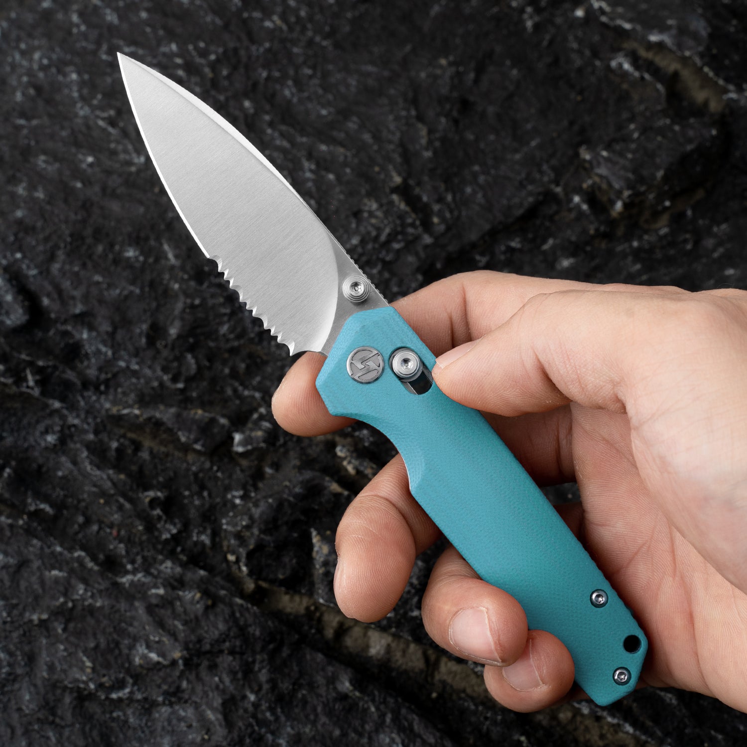 Youth Bird Serrated Pocket Knife (3''+14C28N+G10)-Crossbar Lock-Thumb stud-G053