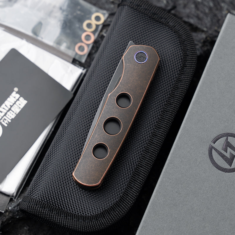 OLITANS T054 Folding Knife Bohler M390 Blade Titanium Handle/Red Copper Handle