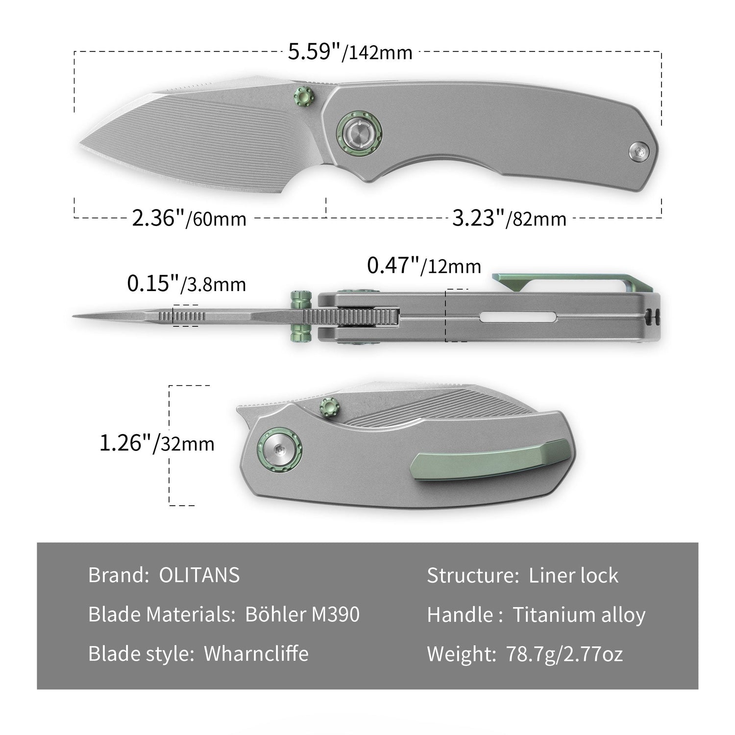 Mini Ti-Mastiff T074( 2.36'' + Bohler M390 + Step milled+Titanium )Folding Knife