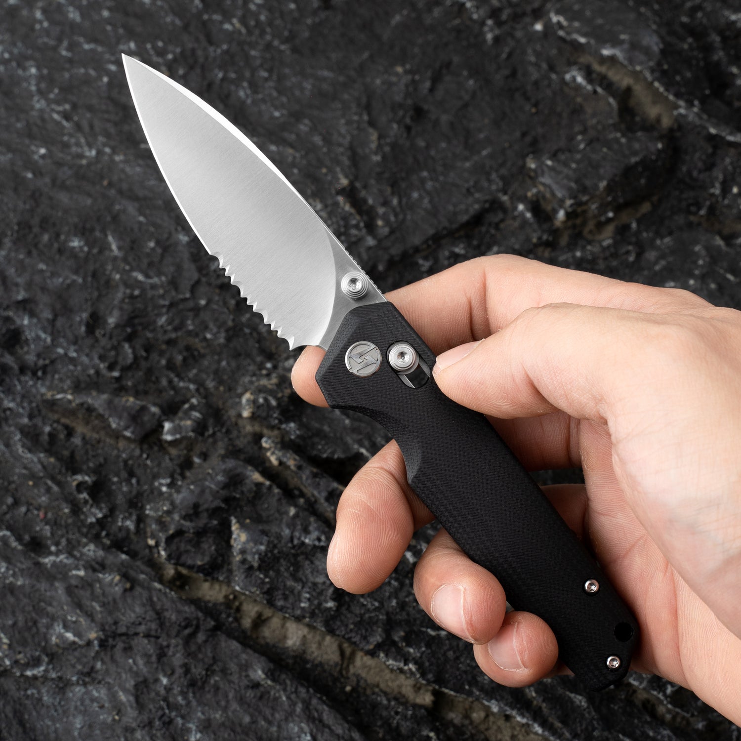 Youth Bird Serrated Pocket Knife (3''+14C28N+G10)-Crossbar Lock-Thumb stud-G053