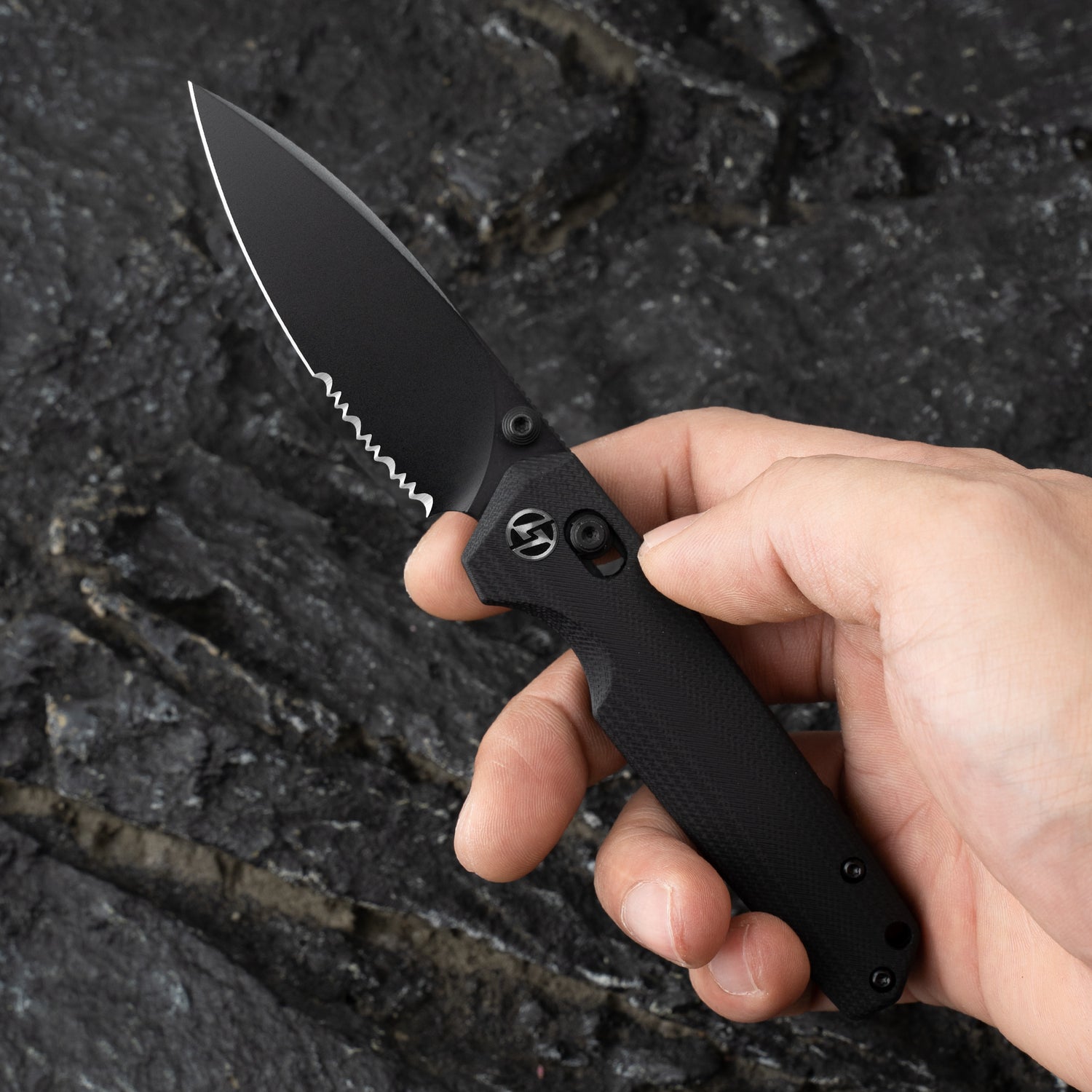 Youth Bird Serrated Pocket Knife (3''+14C28N+G10)-Crossbar Lock-Thumb stud-G053