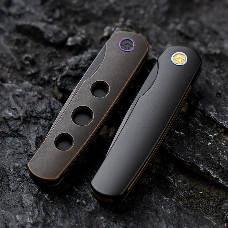 OLITANS T054 Folding Knife Bohler M390 Blade Titanium Handle/Red Copper Handle