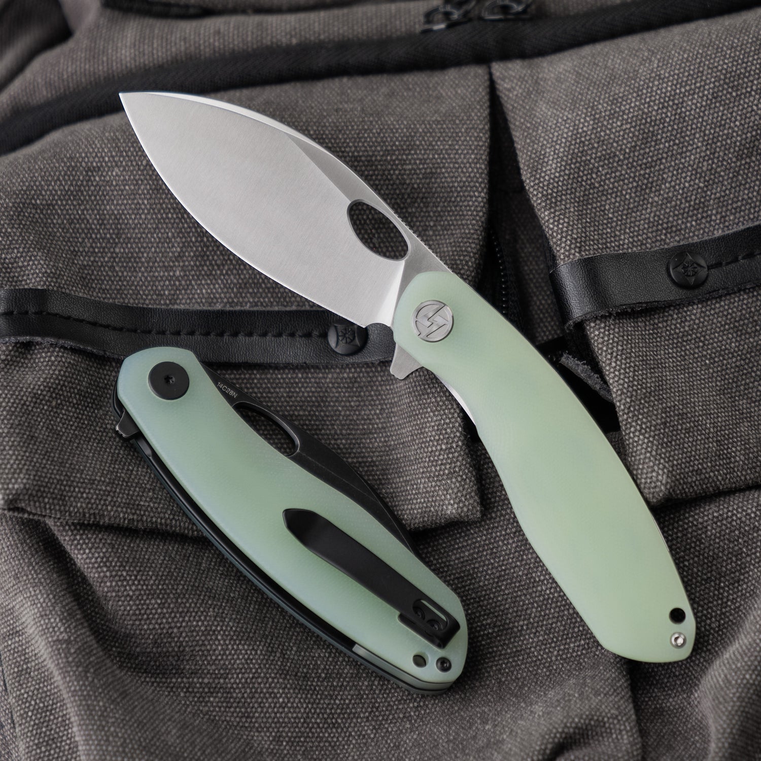 Knife combo – open/closed G064, satin blade and green