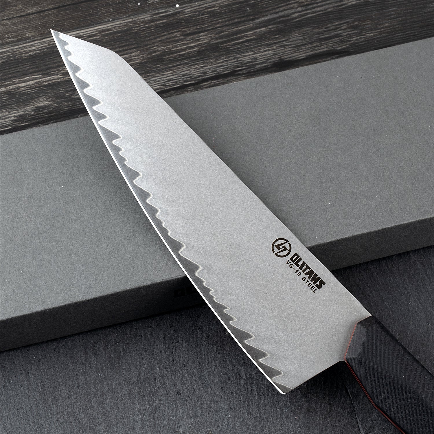 Chef's Knife, 8 in Professional Chef Kinfe VG-10, Ultra Sharp Kitchen Knife, G10 Handle (Black)
