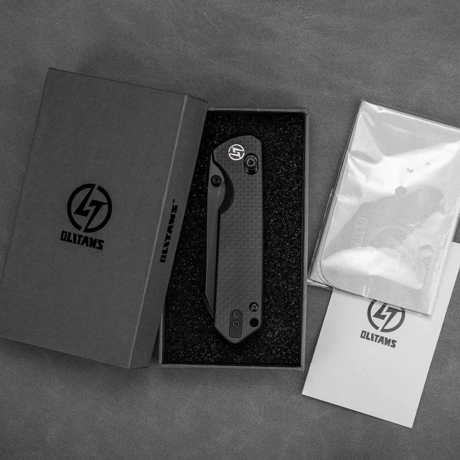 King Penguin G062 Folding Knife (3.35''+14C28N+Carbon fiber surface G10 Handle)-Crossbar Lock-Thumb Stud-Olitans