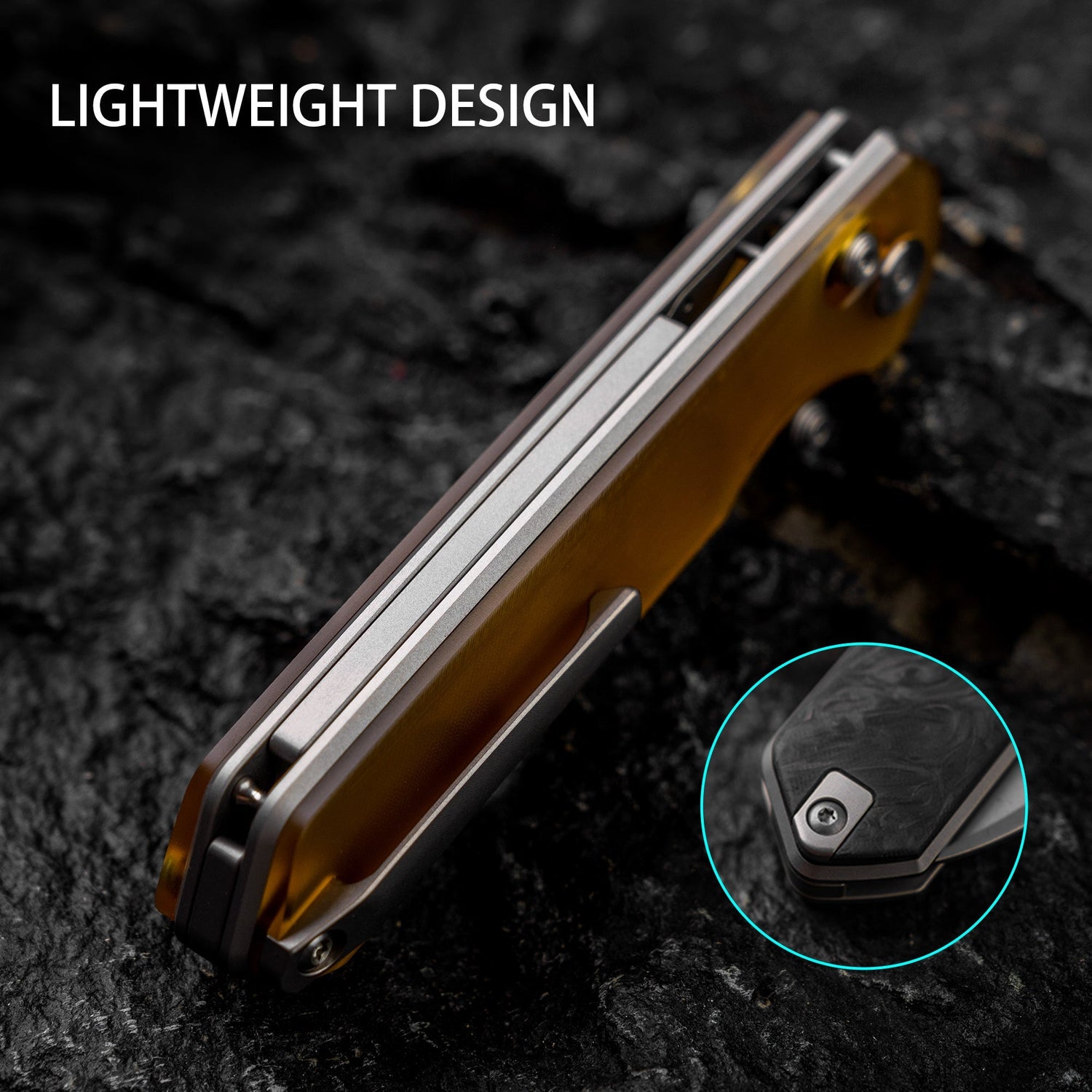 Imperial Penguin M060(3.35''+Damascus Steel & Copper+Crystallized Titanium)-Axis lock-thumb stud
