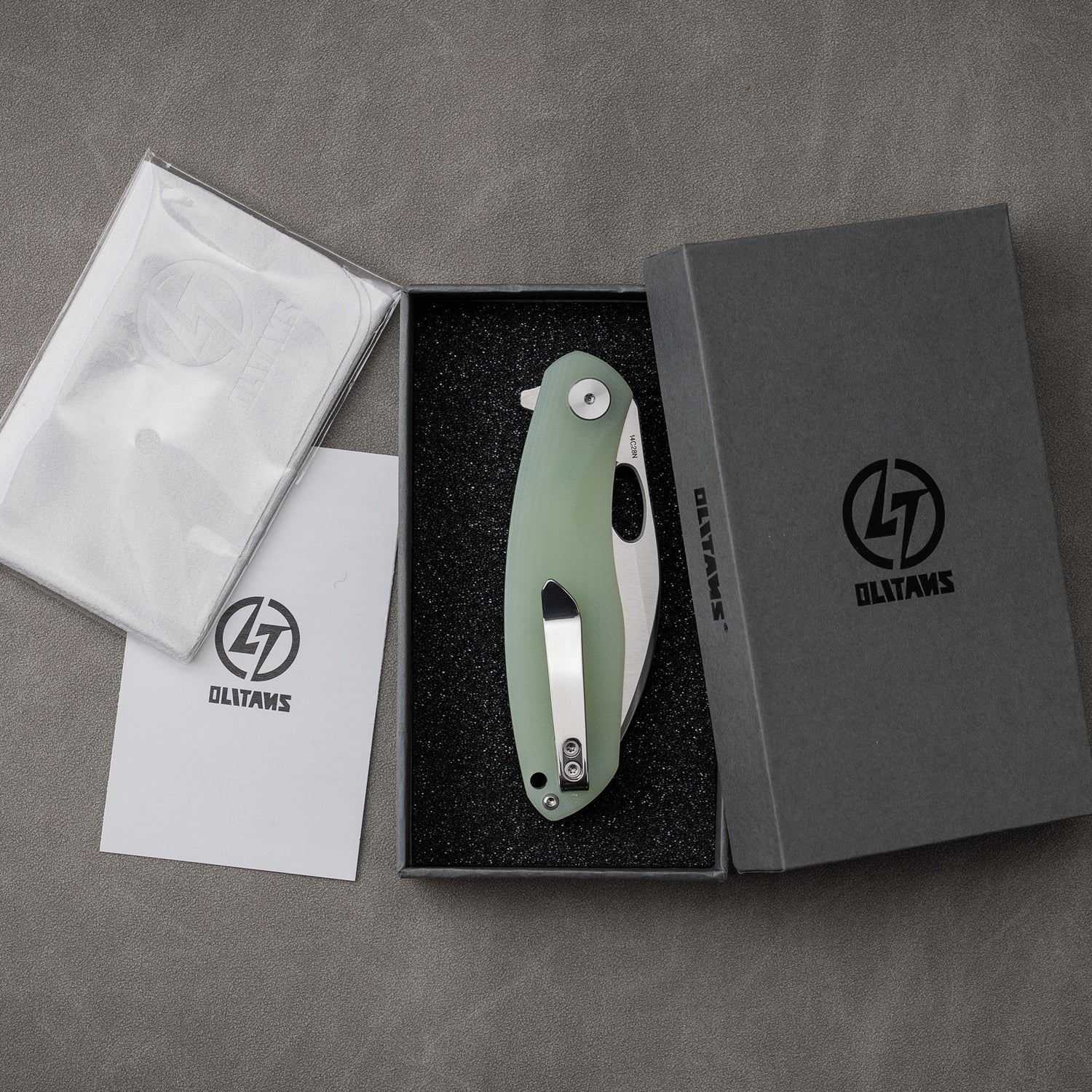 Knife in box – G064 Nature Green with satin blade