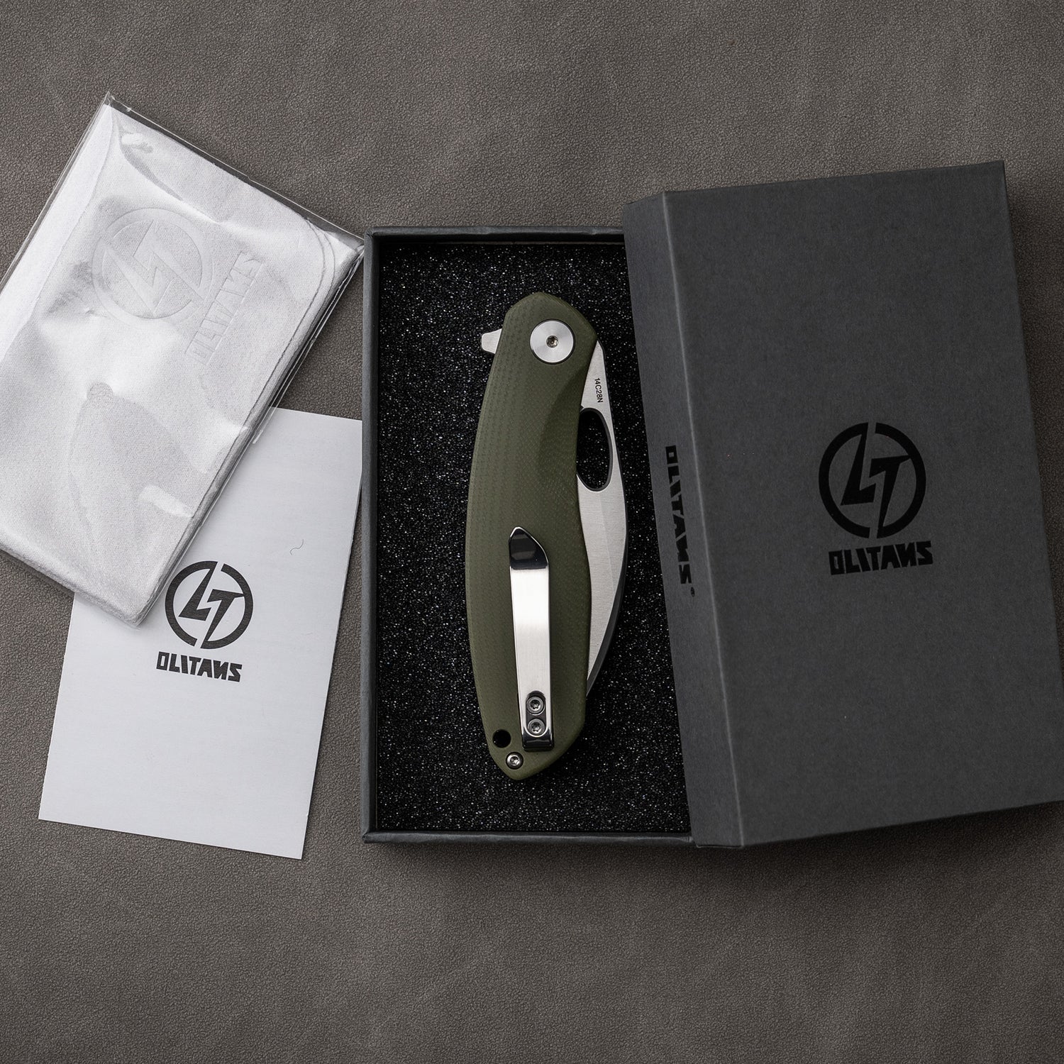 G064 satin blade in gift box – Army Green handle