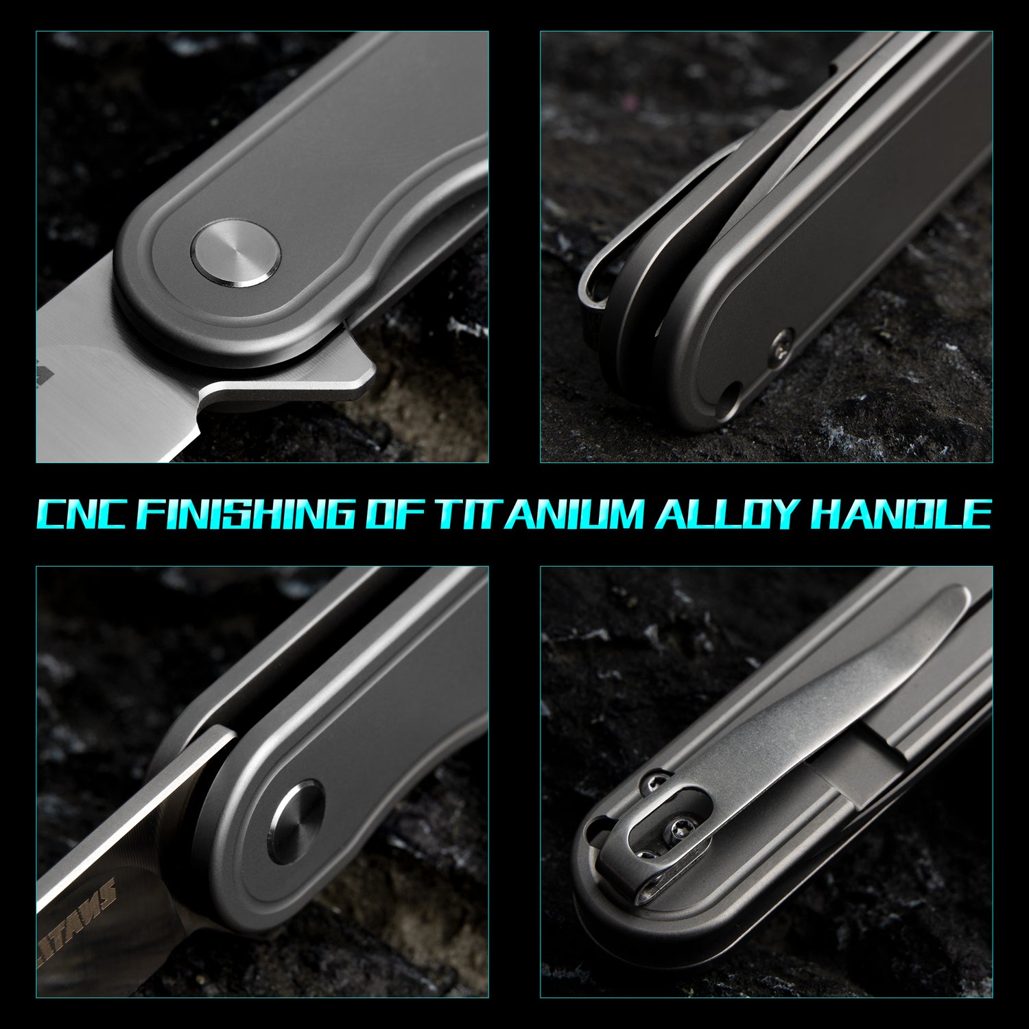 Rocket Pocket Knife(2.76'' D2 Blade+Titanium)Secure Frame Lock-Flipper-T025