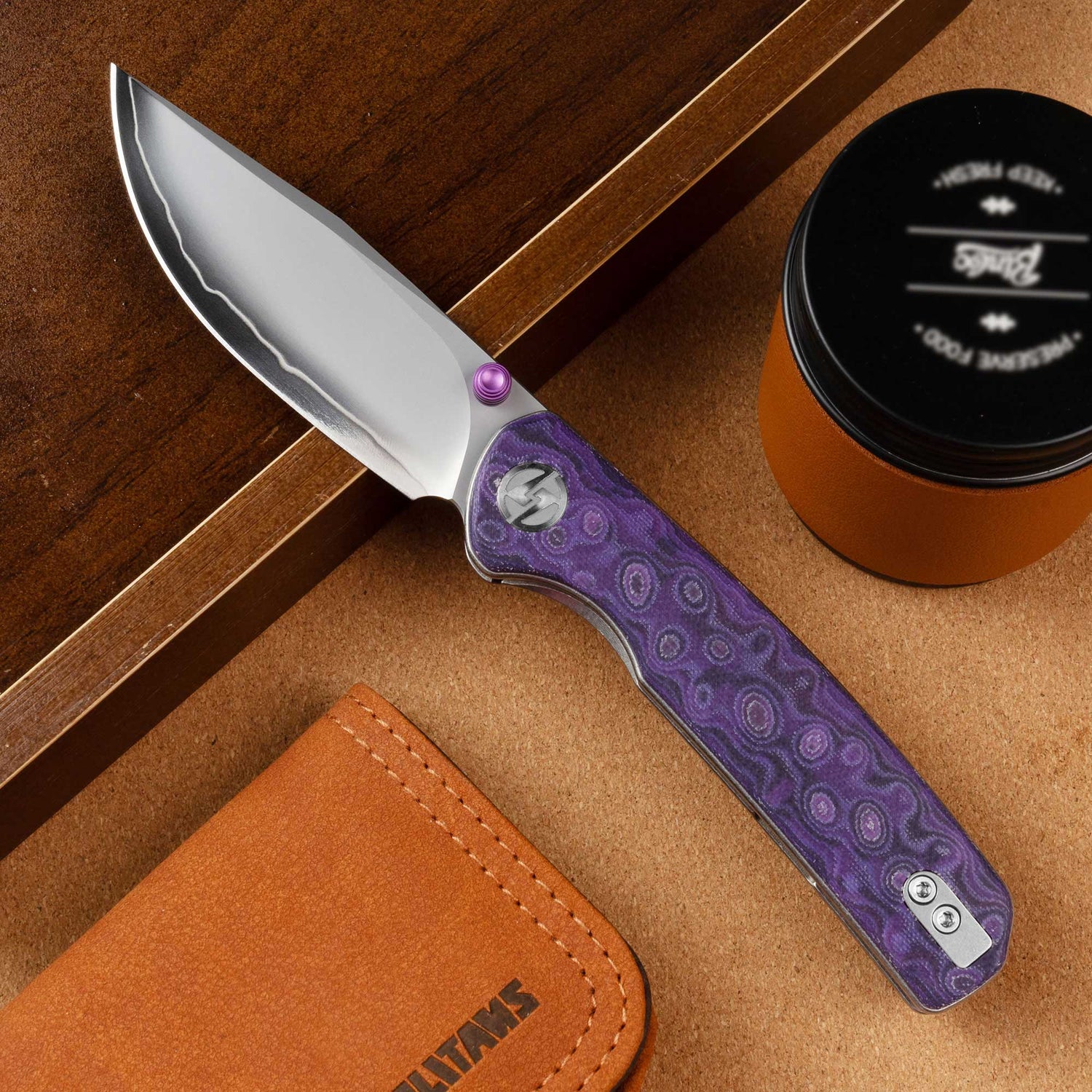 Gecko SE G080 (3.07''+SLD Magic+Purple Micarta)-Liner Lock-thumb stud