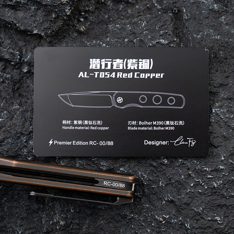 OLITANS T054 Folding Knife Bohler M390 Blade Titanium Handle/Red Copper Handle