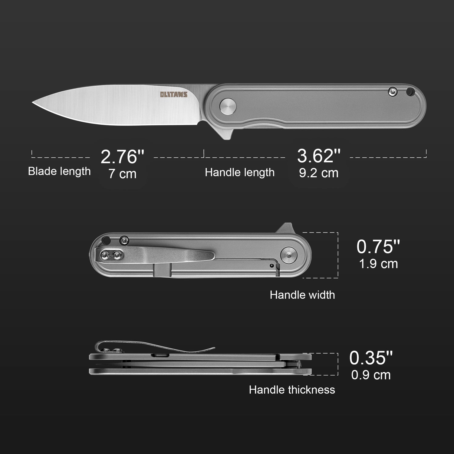 Rocket Pocket Knife(2.76'' D2 Blade+Titanium)Secure Frame Lock-Flipper-T025